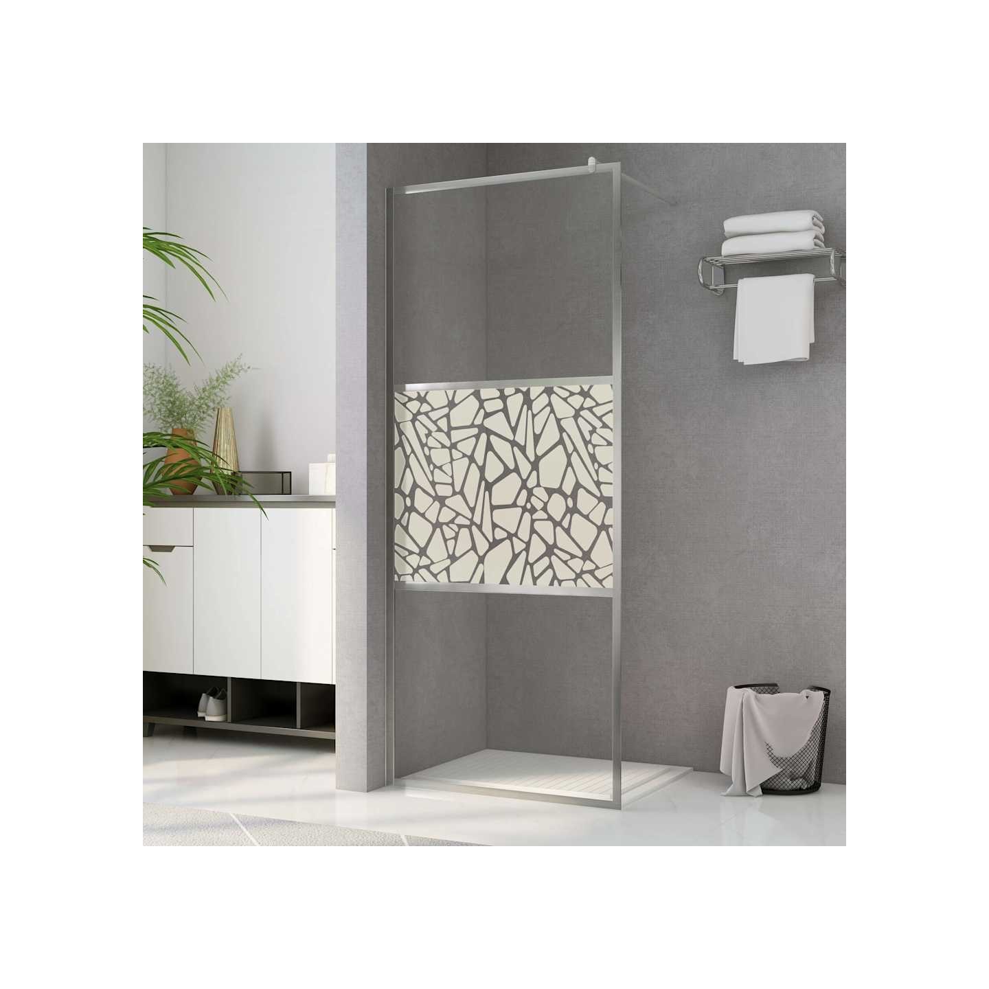 Paroi de douche à l'italienne à verre ESG pierre 140x195 cm