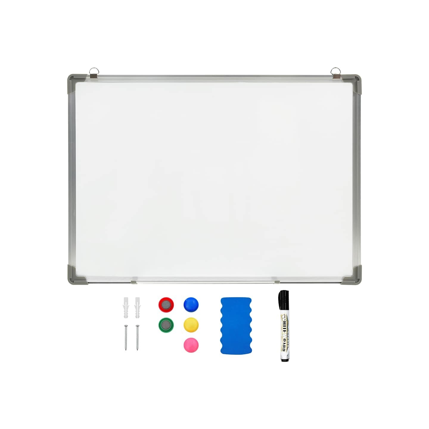 Tableau blanc magnétique effaçable à sec Blanc 90x60 cm Acier