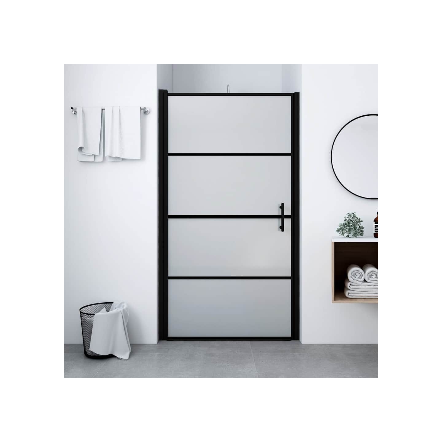 Porte de douche verre trempé dépoli 100x178 cm noir