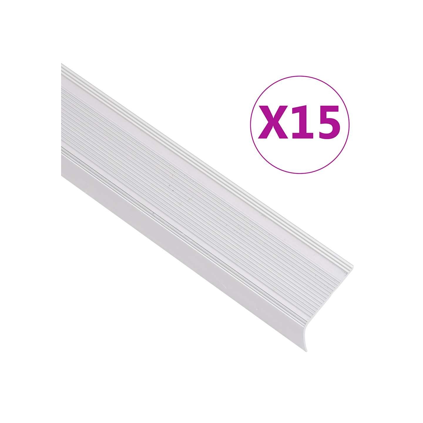 Nez de marche forme en L 15 pcs aluminium 90 cm argenté