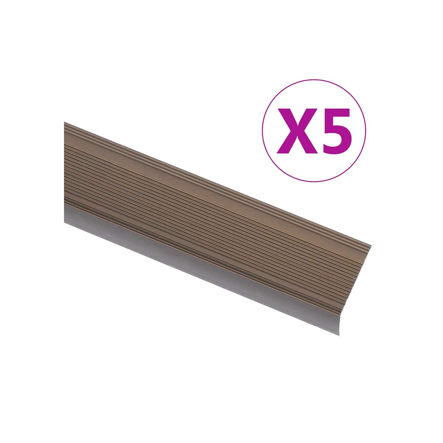 Nez de marche Forme en L 5 pcs aluminium 90 cm marron
