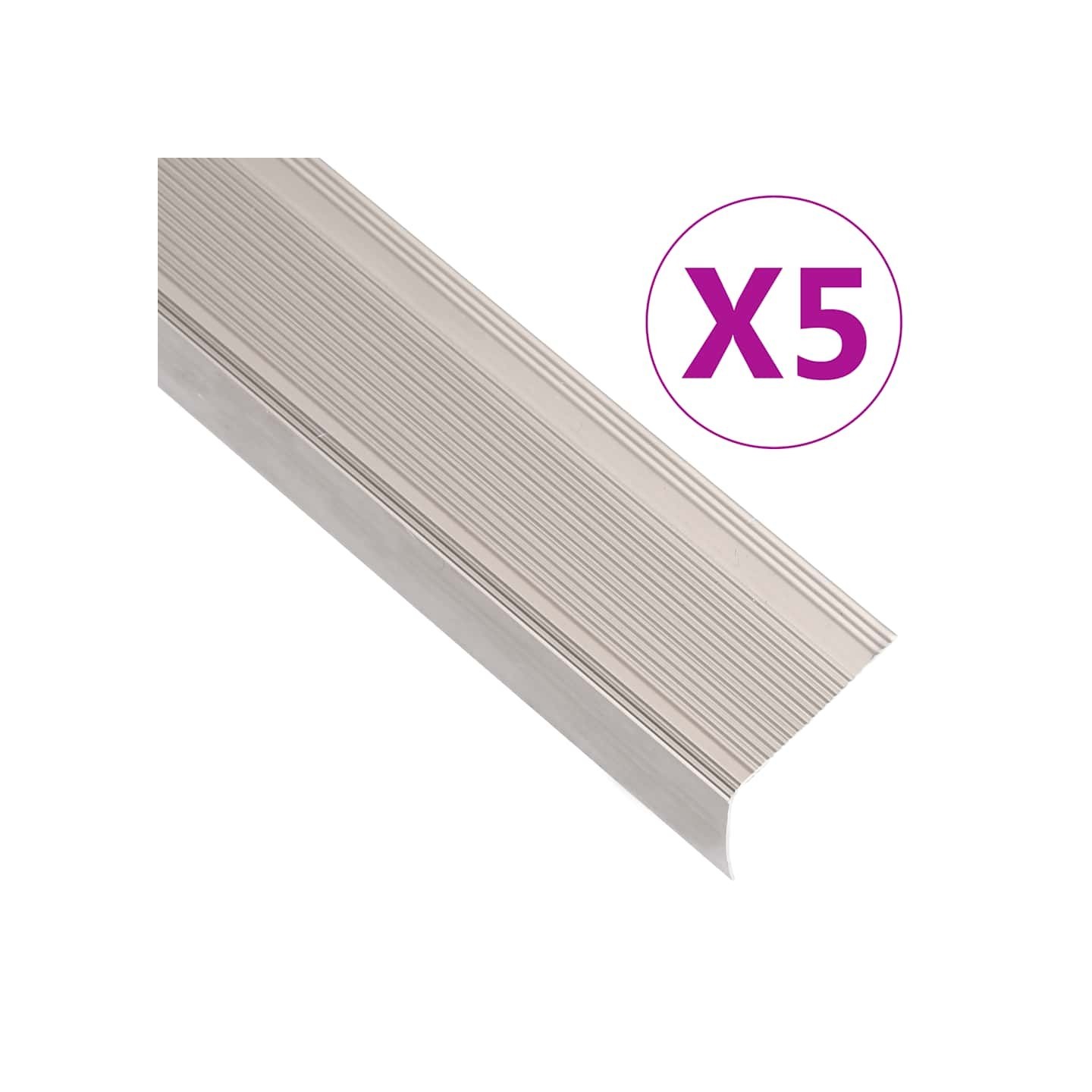 Nez de marche forme en L 5 pcs aluminium 90 cm champagne