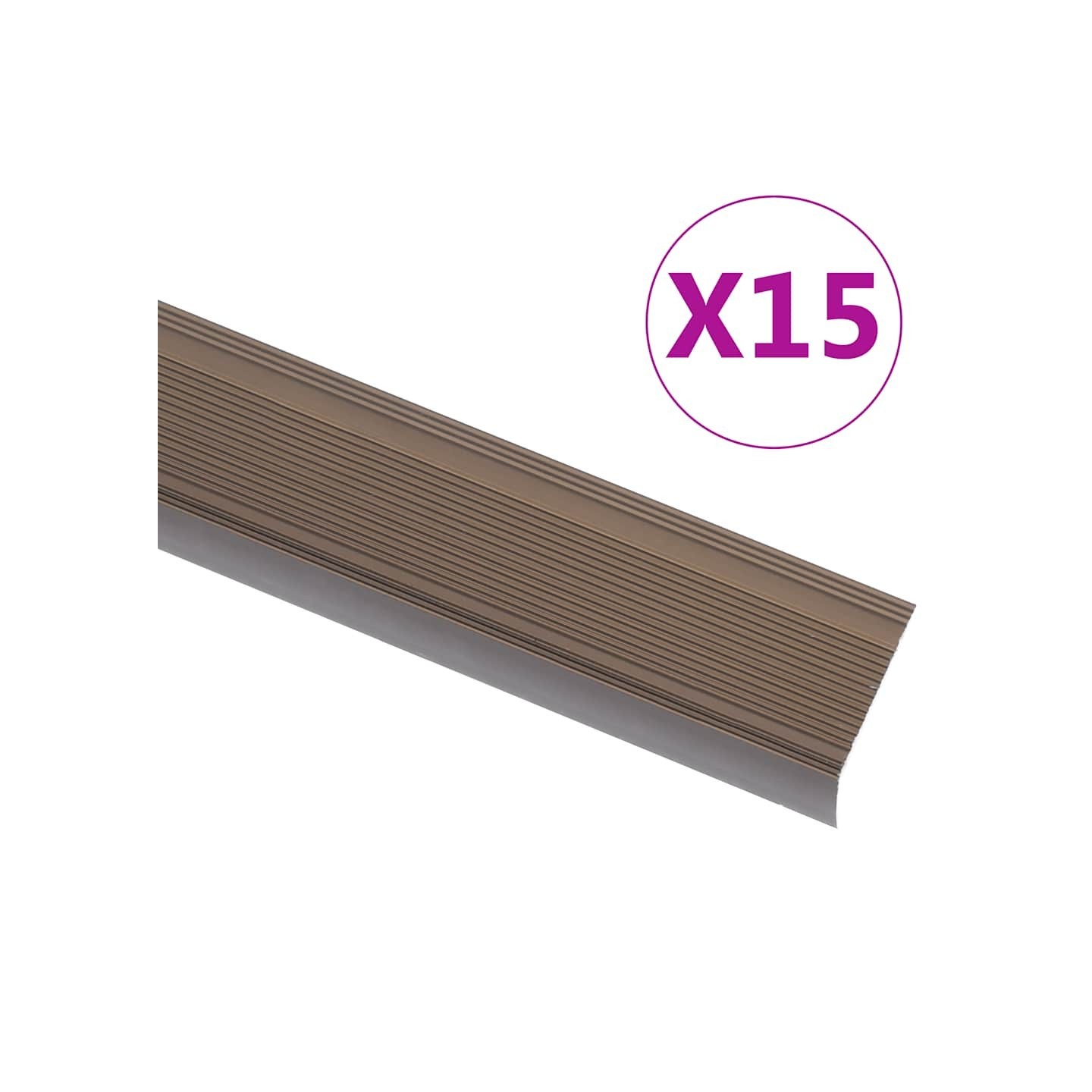 Nez de marche forme en L 15 pcs aluminium 90 cm marron