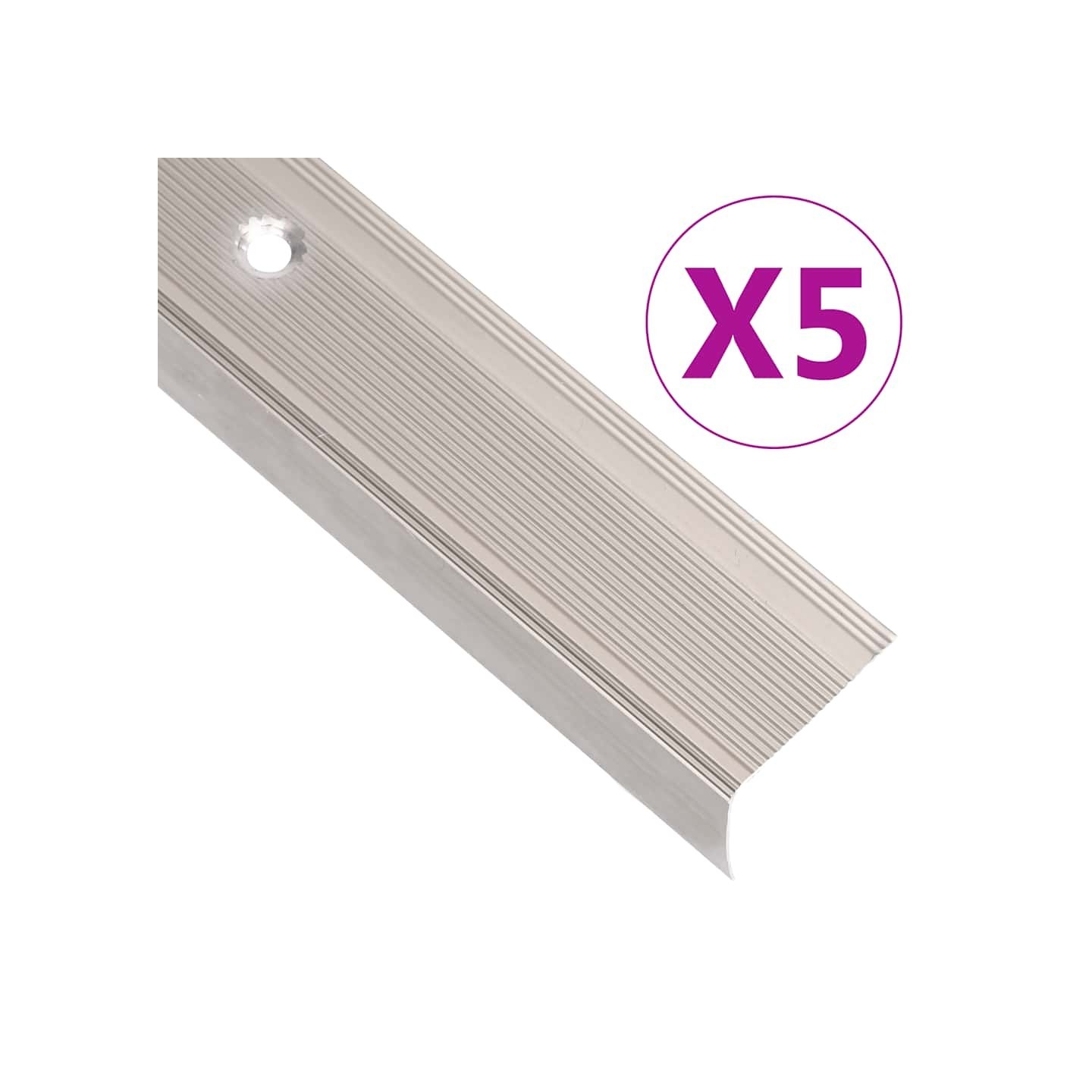 Nez de marche forme en L 5 pcs aluminium 90 cm champagne