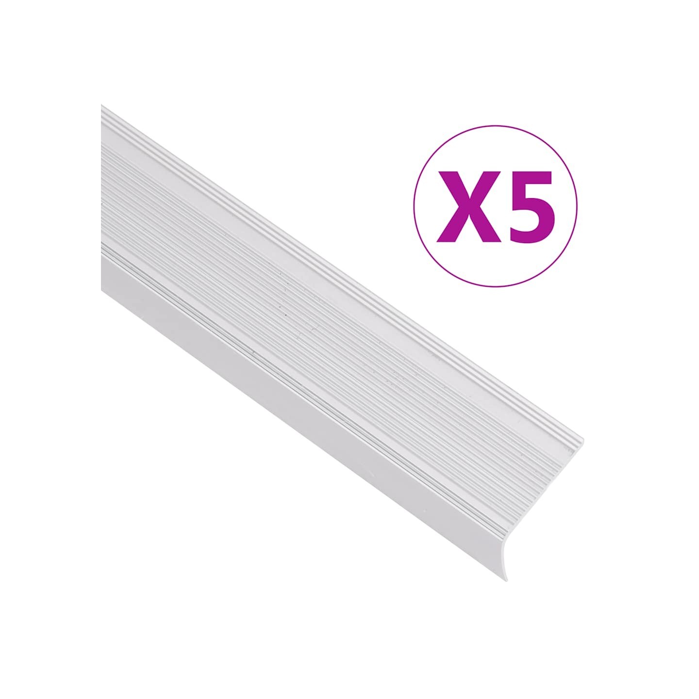 Nez de marche forme en L 5 pcs aluminium 100 cm argenté