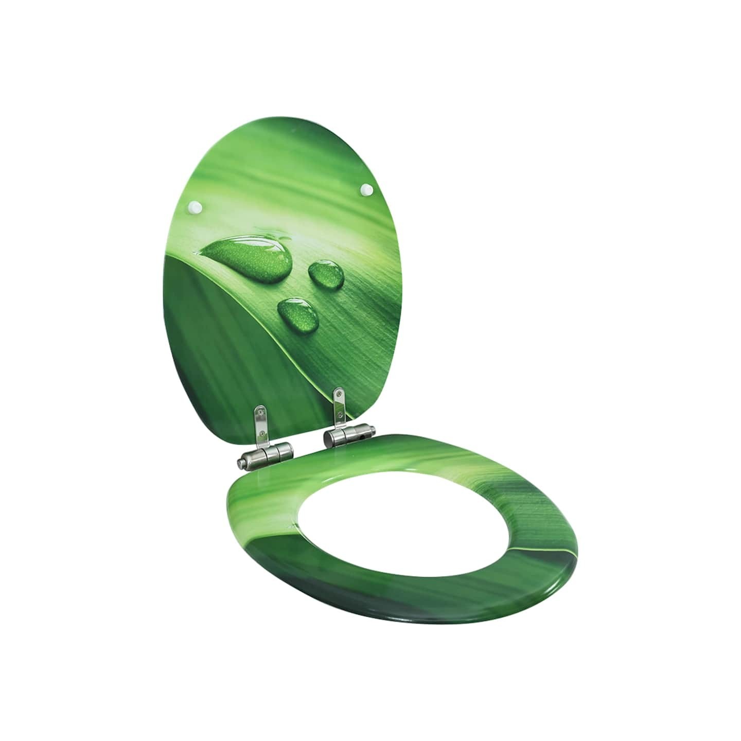 Siège WC Couvercle fermeture en douceur MDF Vert Gouttes d'eau