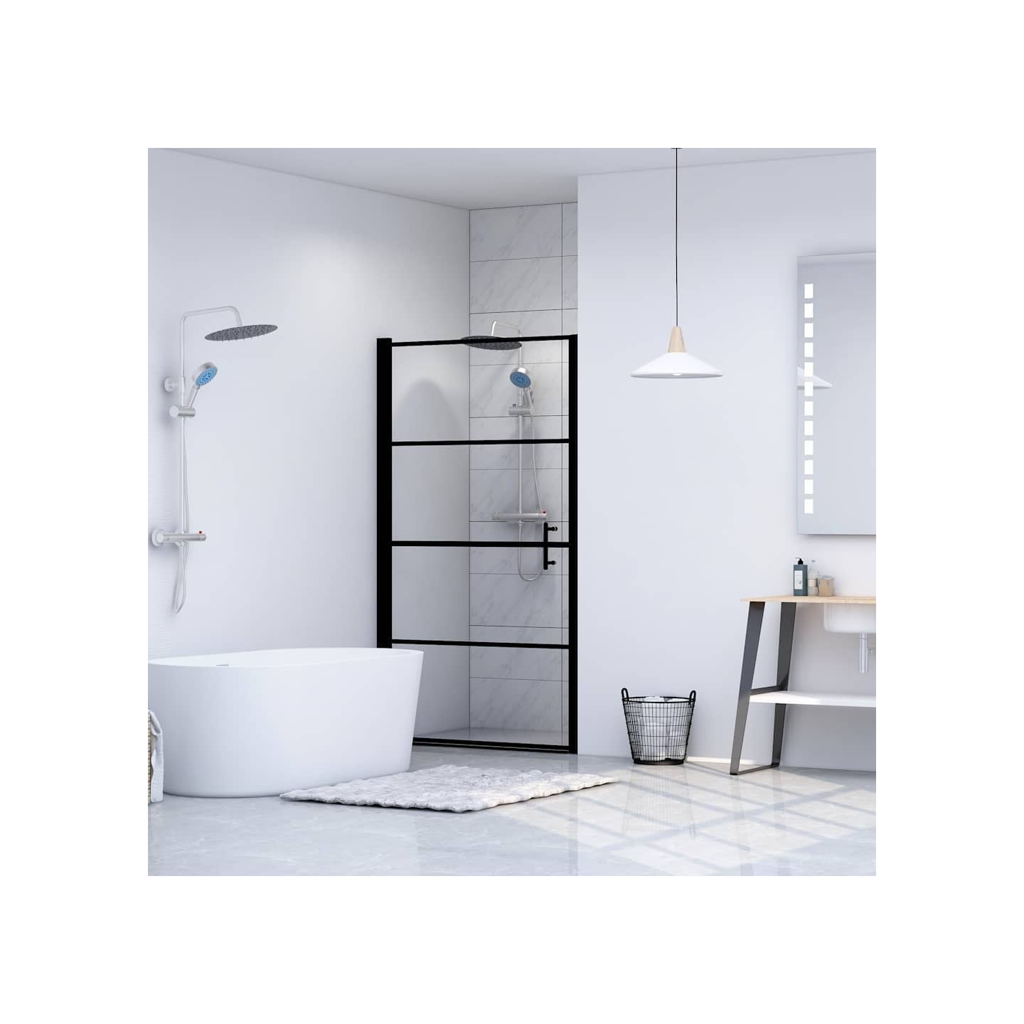 Porte de douche Verre trempé 100x178 cm Noir