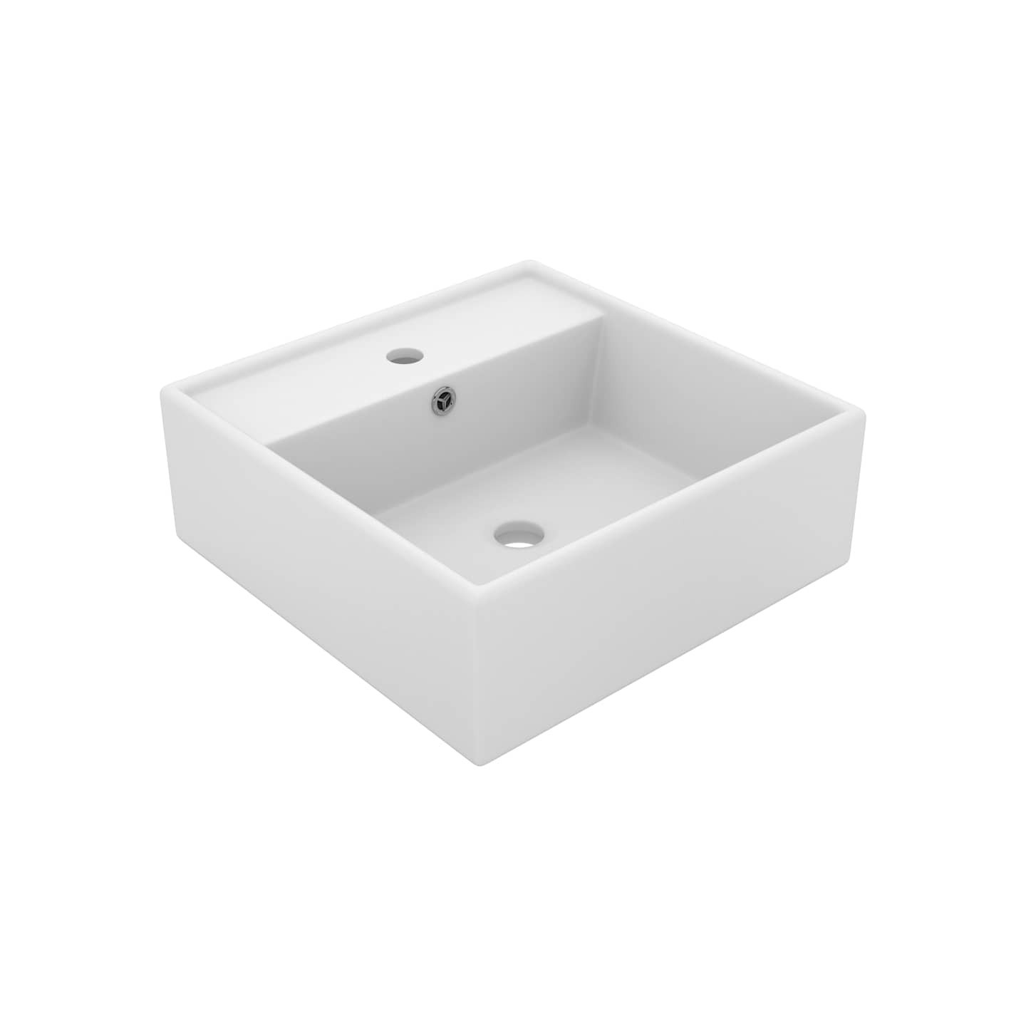 Lavabo carré de luxe à trop-plein Blanc mat 41x41 cm Céramique
