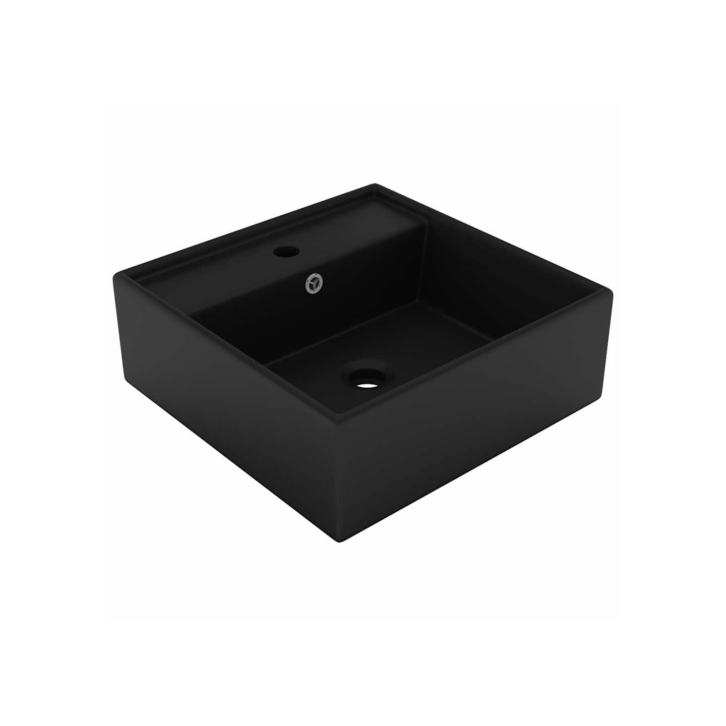 Lavabo carré de luxe à trop-plein Noir mat 41x41 cm Céramique