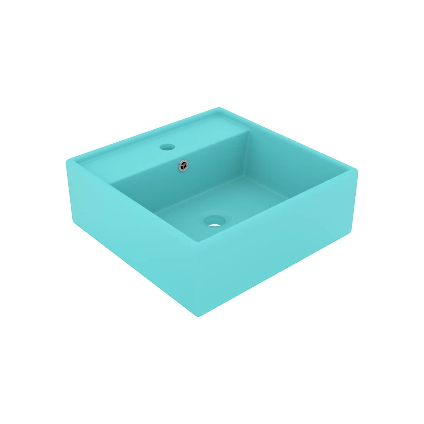 Lavabo carré à trop-plein Vert clair mat 41x41 cm Céramique