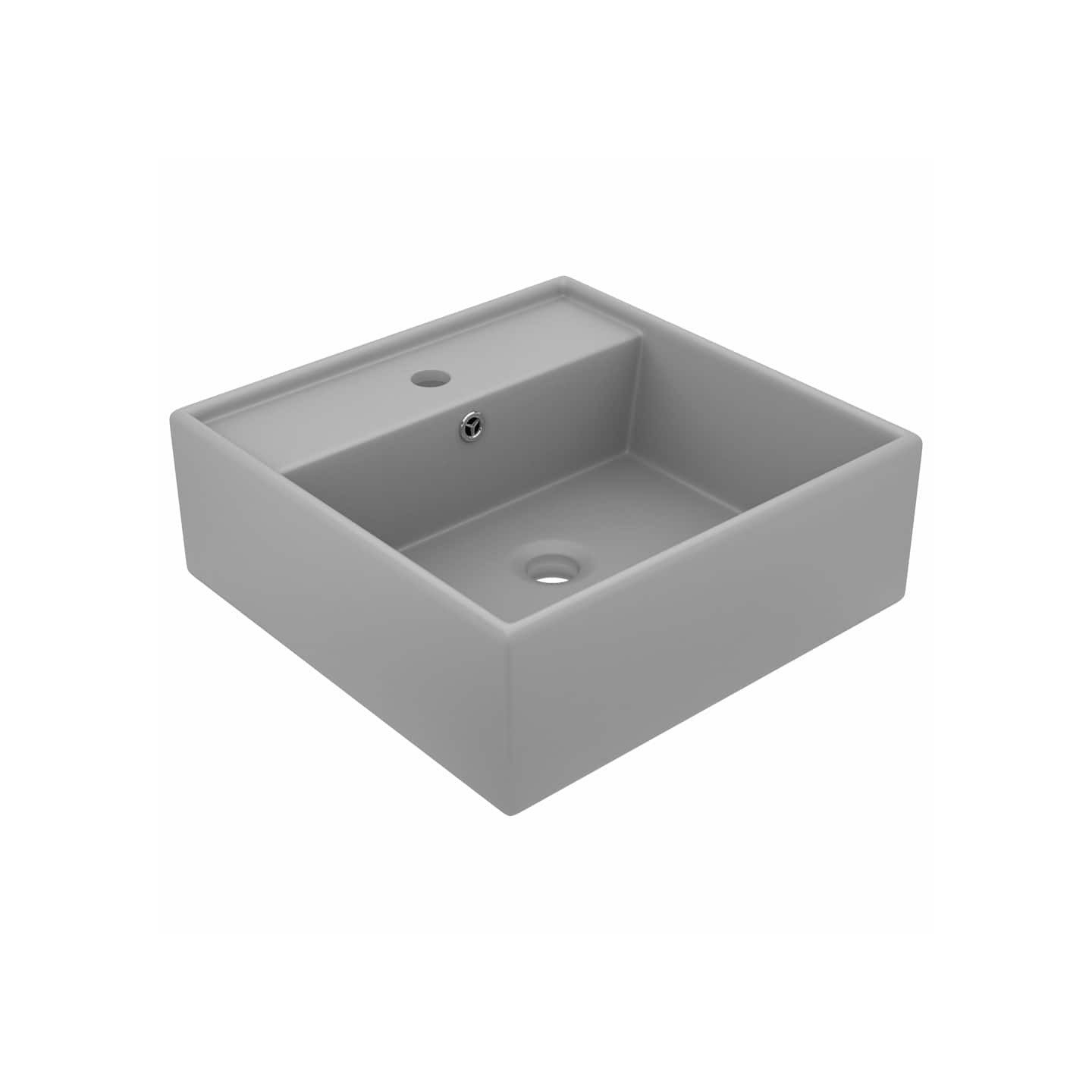 Lavabo carré à trop-plein Gris clair mat 41x41 cm Céramique