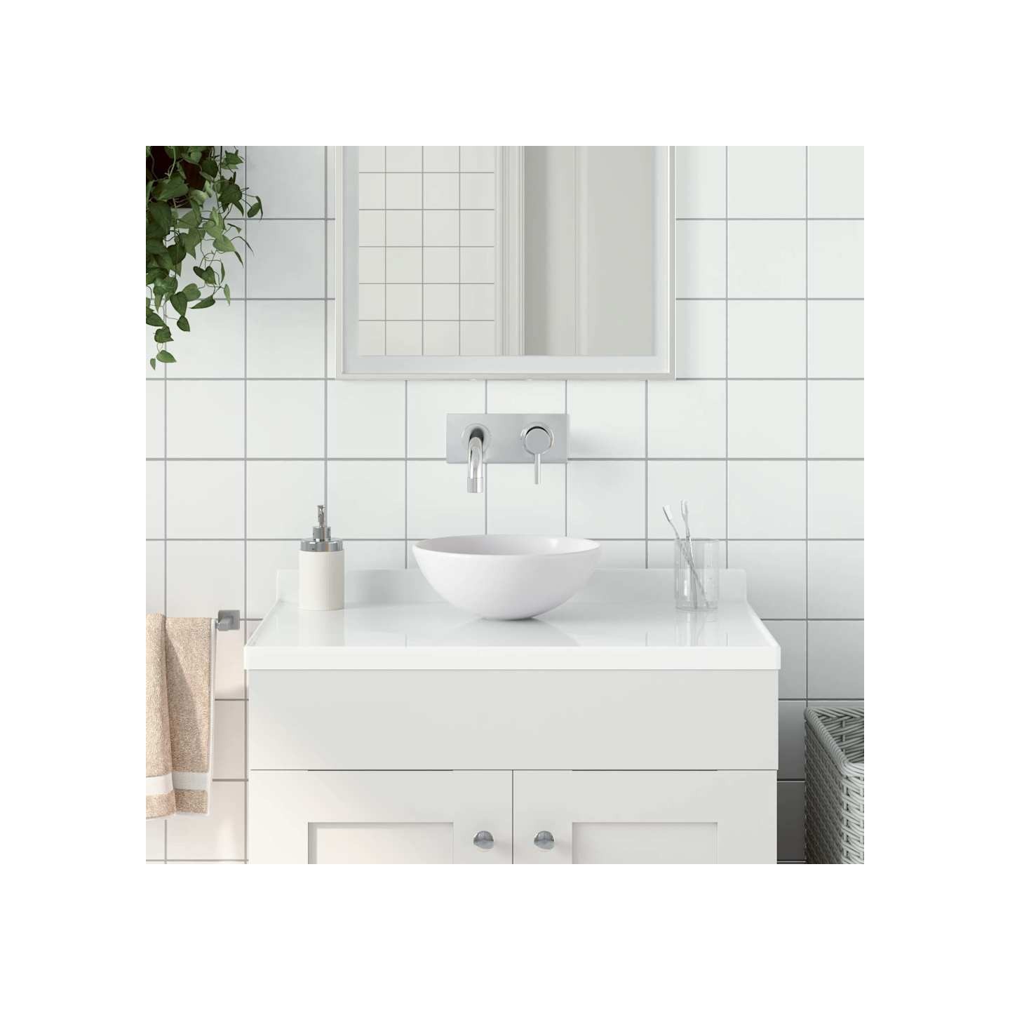 Lavabo de salle de bain Céramique Blanc mat Rond
