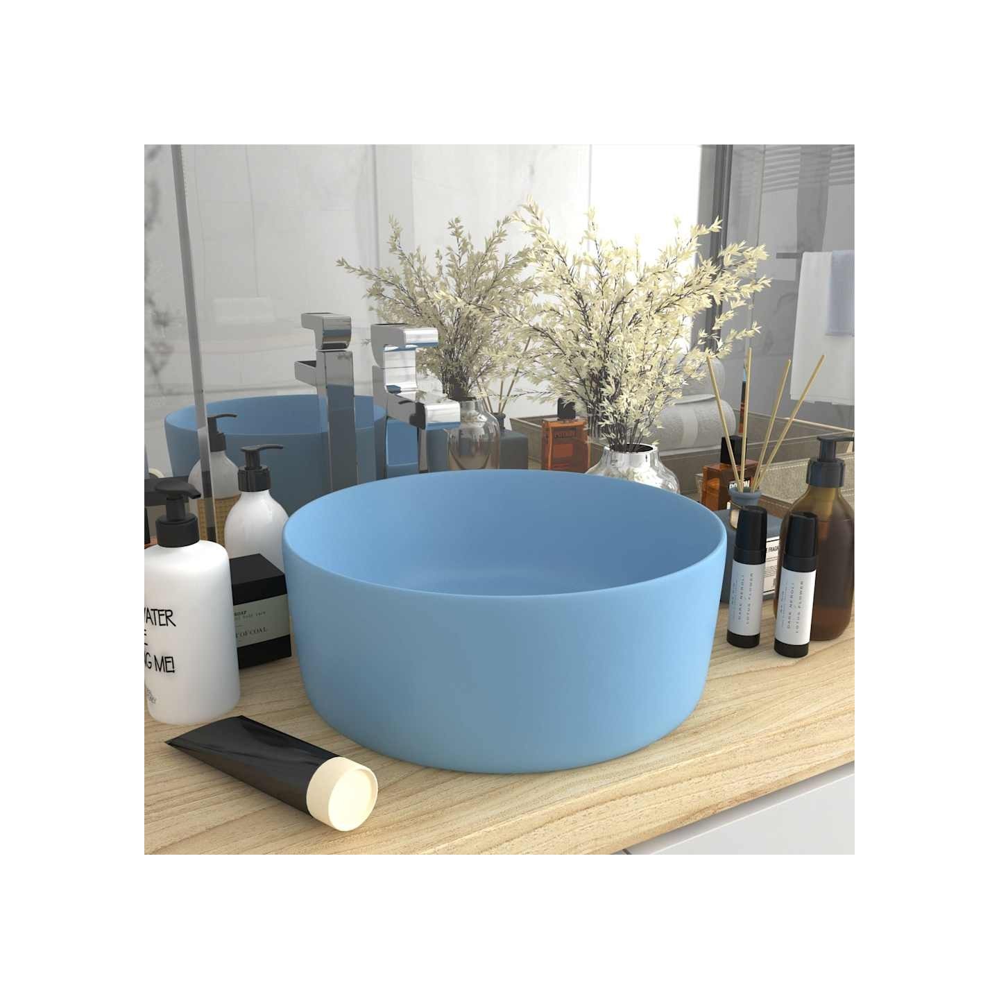 Lavabo rond de luxe Bleu clair mat 40x15 cm Céramique