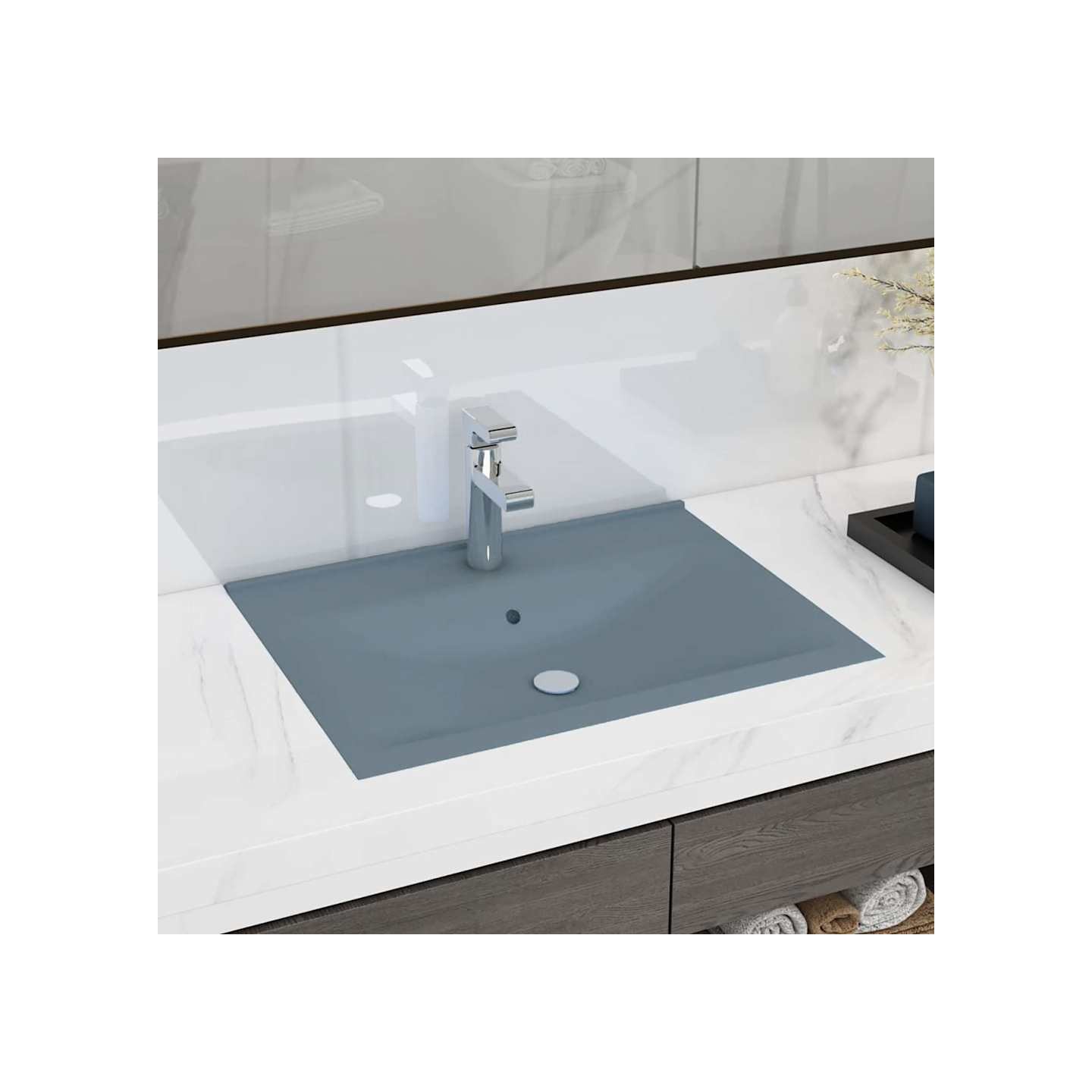 Lavabo avec trou de robinet Bleu clair mat 60x46 cm Céramique