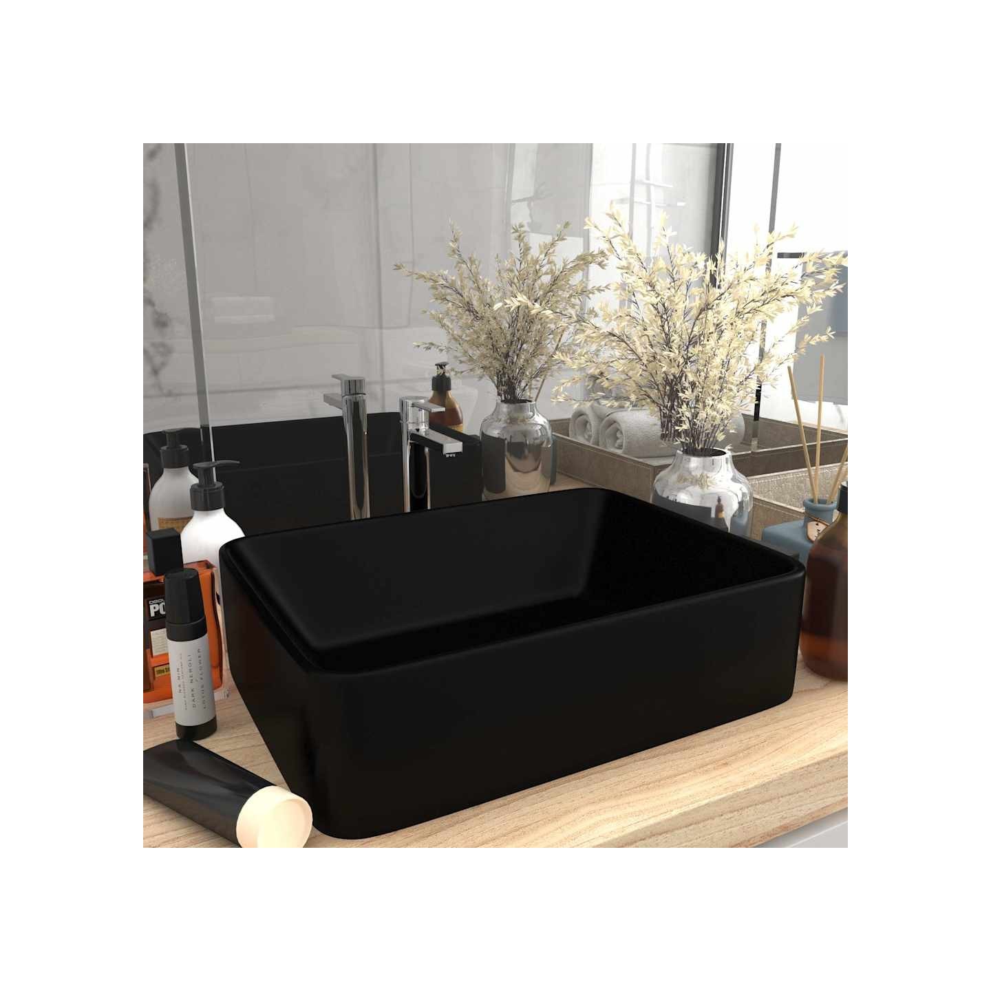 Lavabo de luxe Noir mat 41x30x12 cm Céramique
