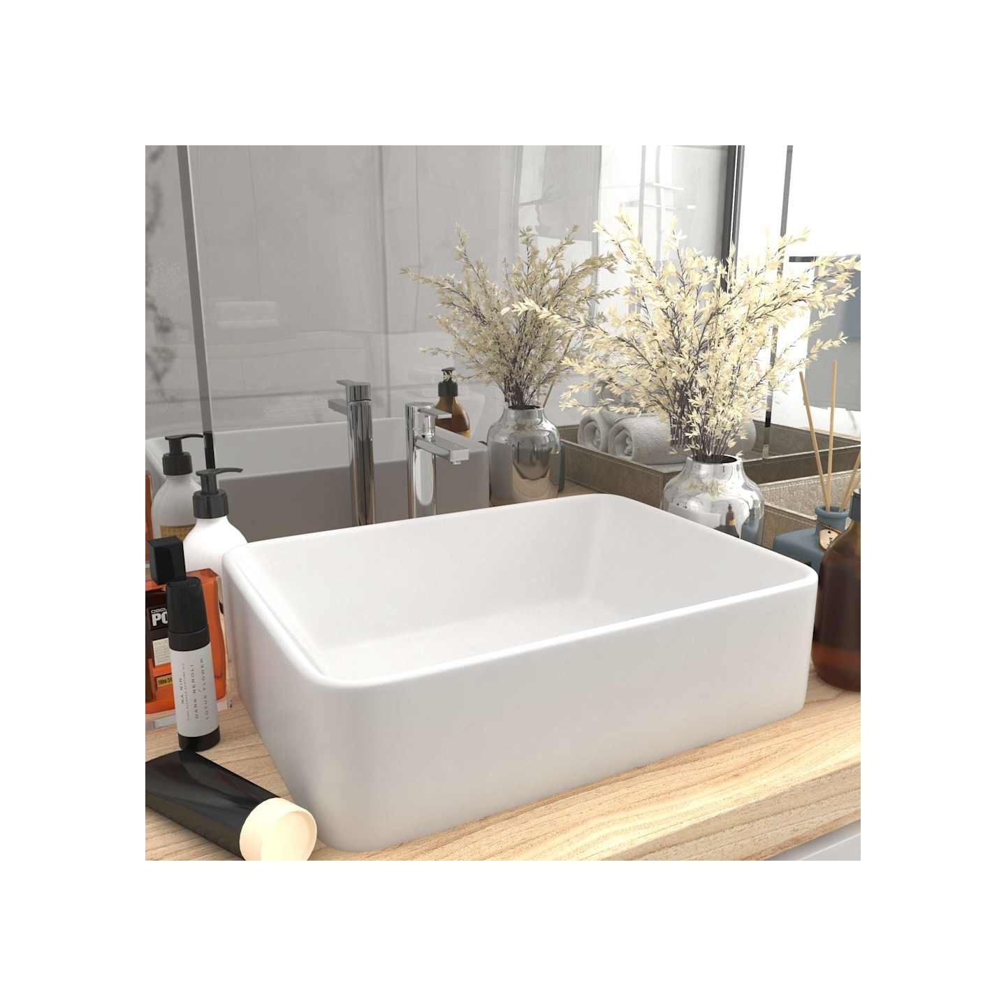 Lavabo de luxe Blanc mat 41x30x12 cm Céramique