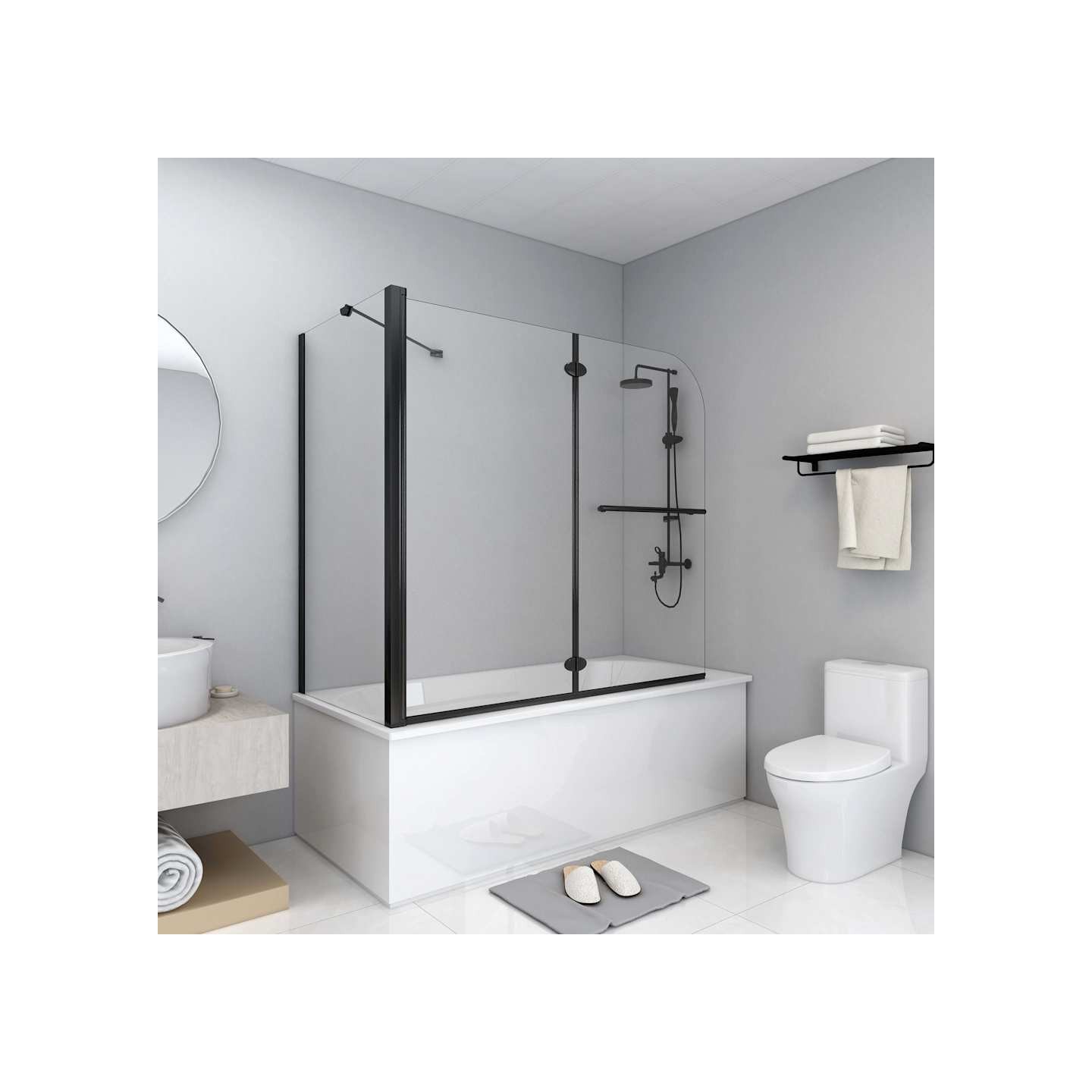 Cabine de douche pliante ESG 120x68x130 cm noir