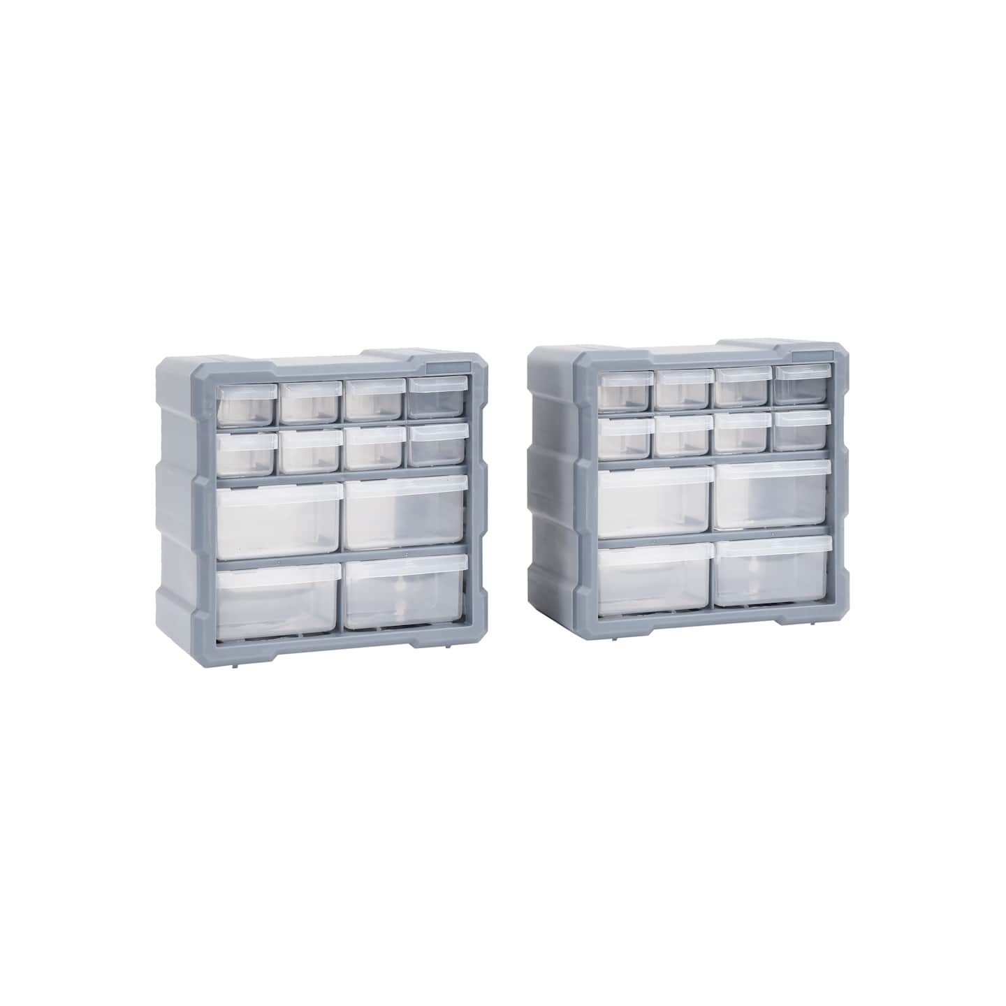 Organisateurs multi-tiroirs avec 12 tiroirs 2 pcs 26,5x16x26 cm