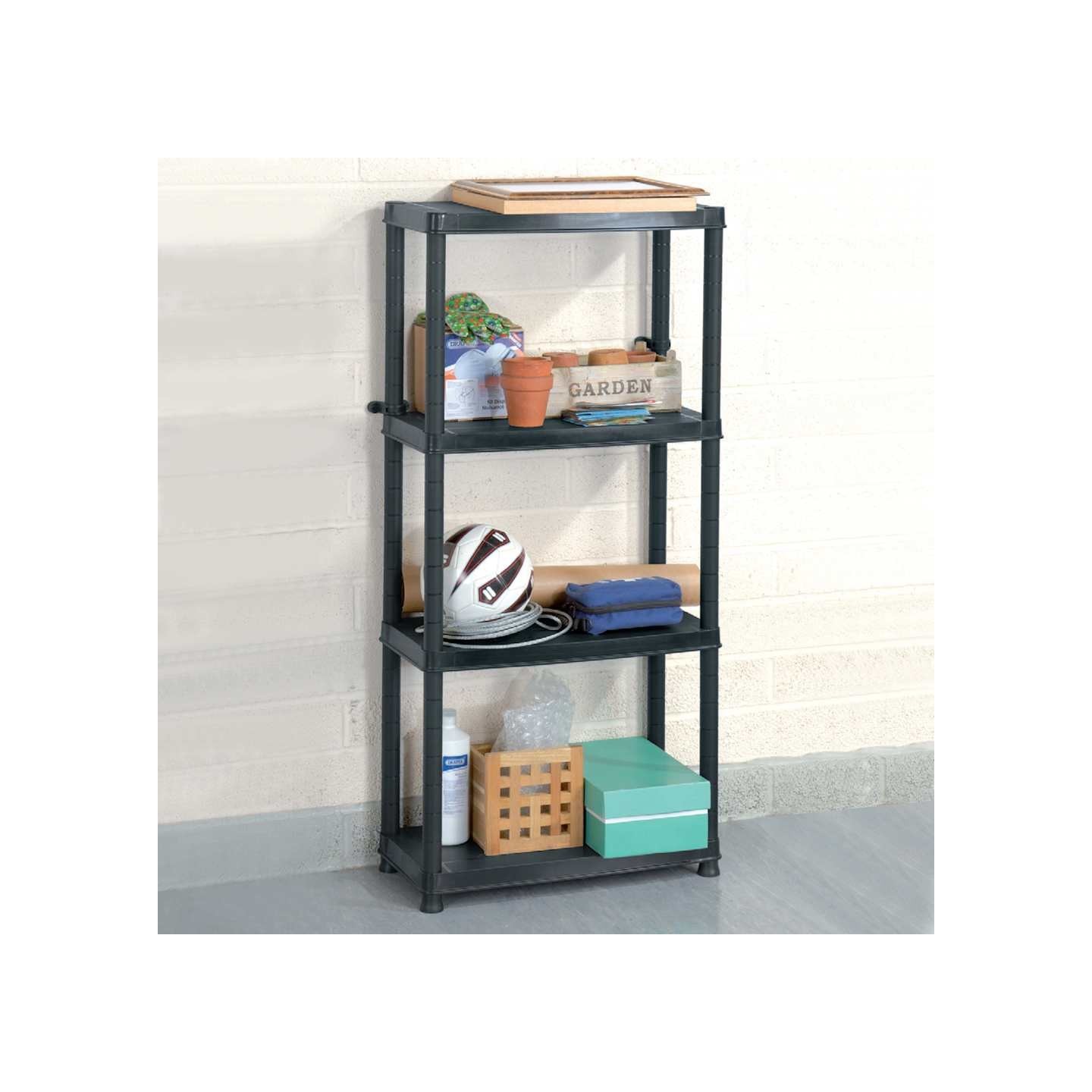 Étagère de rangement à 4 niveaux Noir 61x30,5x130 cm Plastique