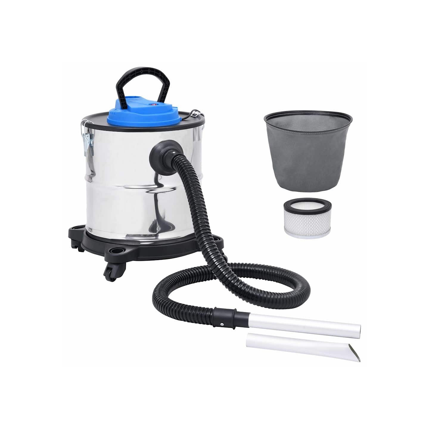Aspirateur à cendres et filtre HEPA 1200W 20 L Acier inoxydable