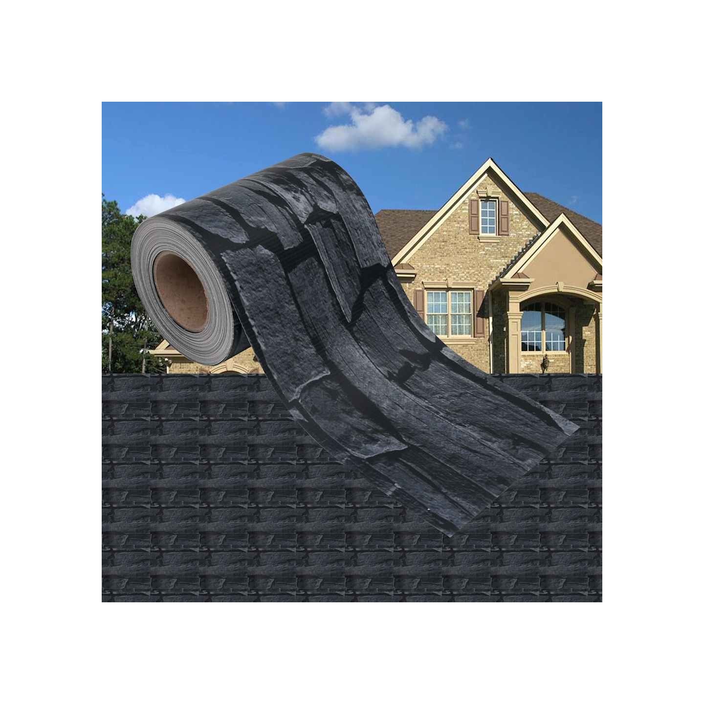 Bande de confidentialité PVC aspect pierre gris 35 x 0,19 m