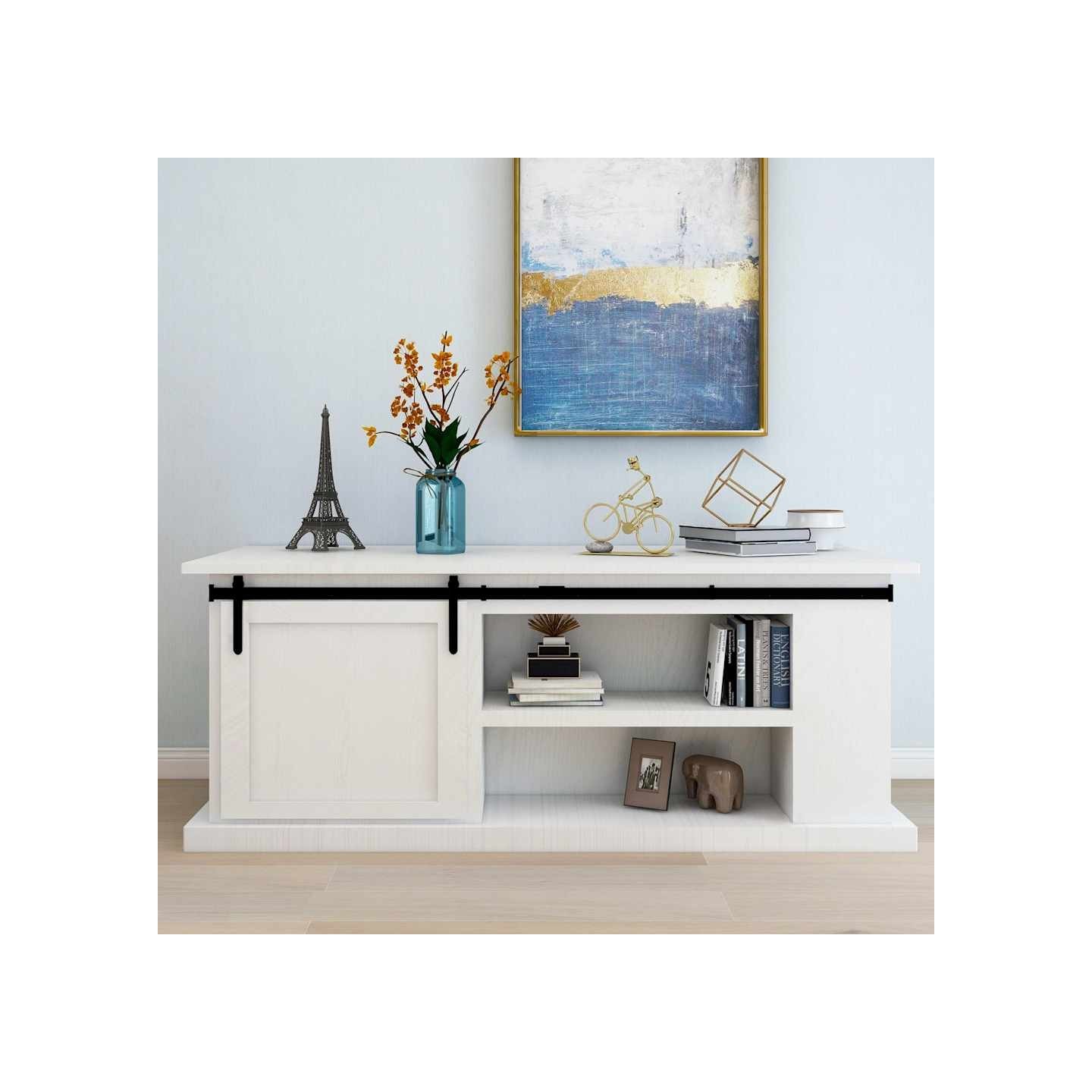 Kit mini de porte d'armoire coulissante Acier au carbone 200 cm