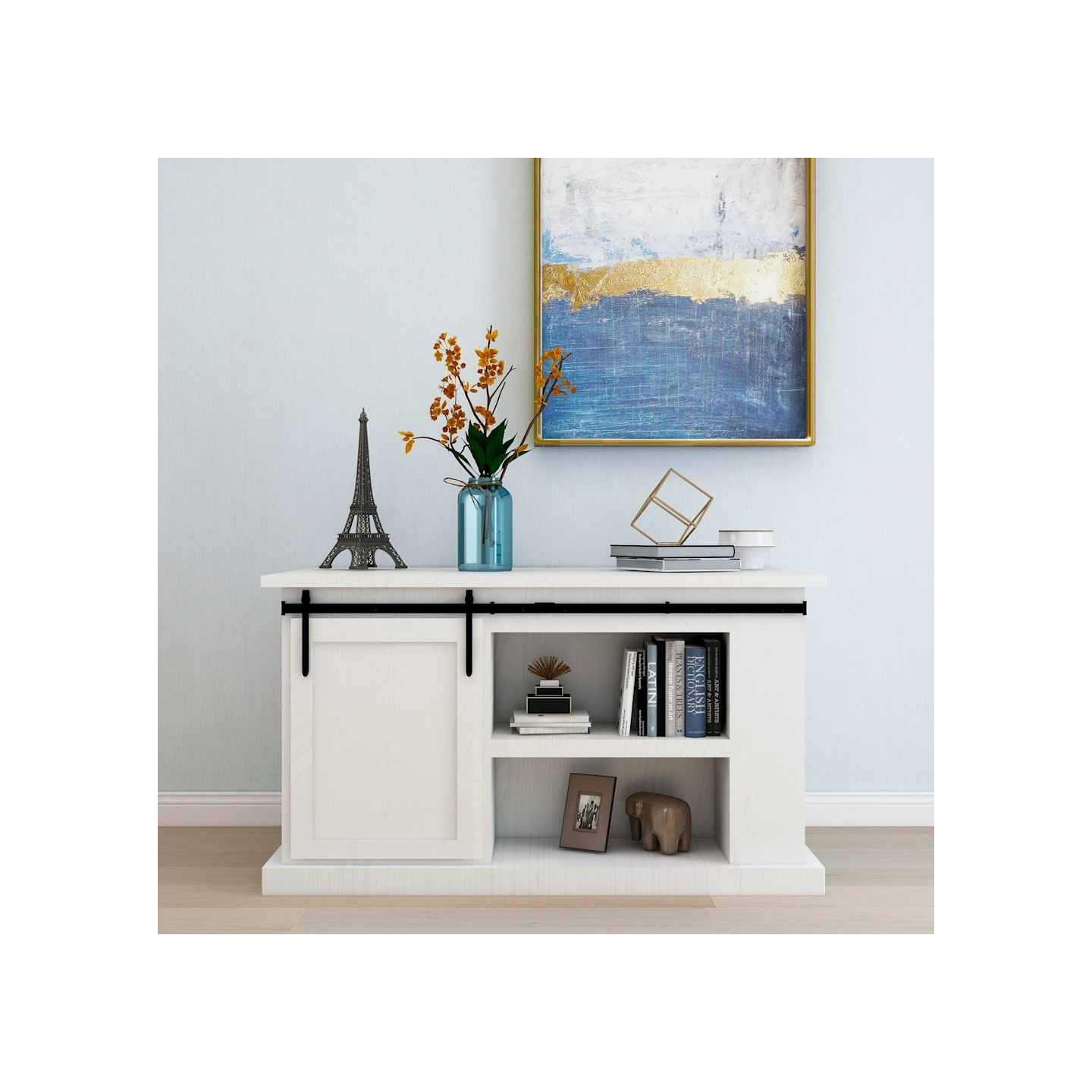 Kit mini de porte d'armoire coulissante Acier au carbone 122 cm