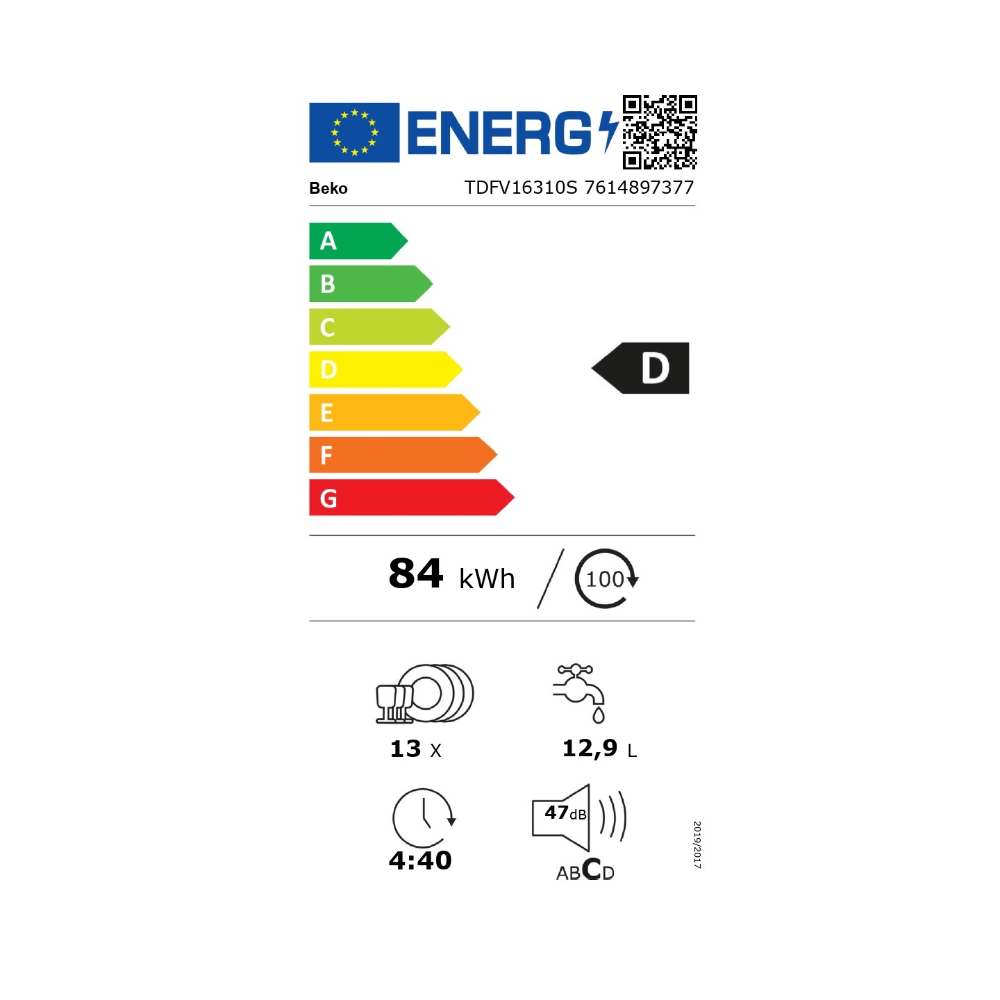 Lave-vaisselle Beko TDFV16310S 13 couverts 47 dB | Nimestore