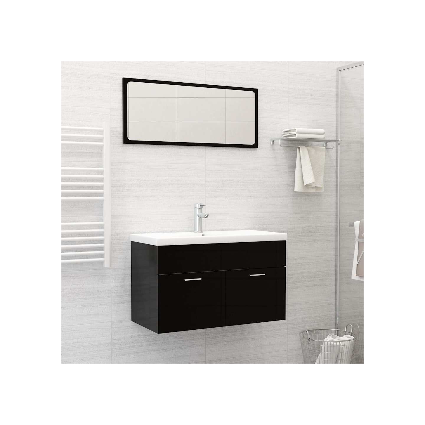 Lavabo encastré avec robinet 81x39x18 cm céramique blanc