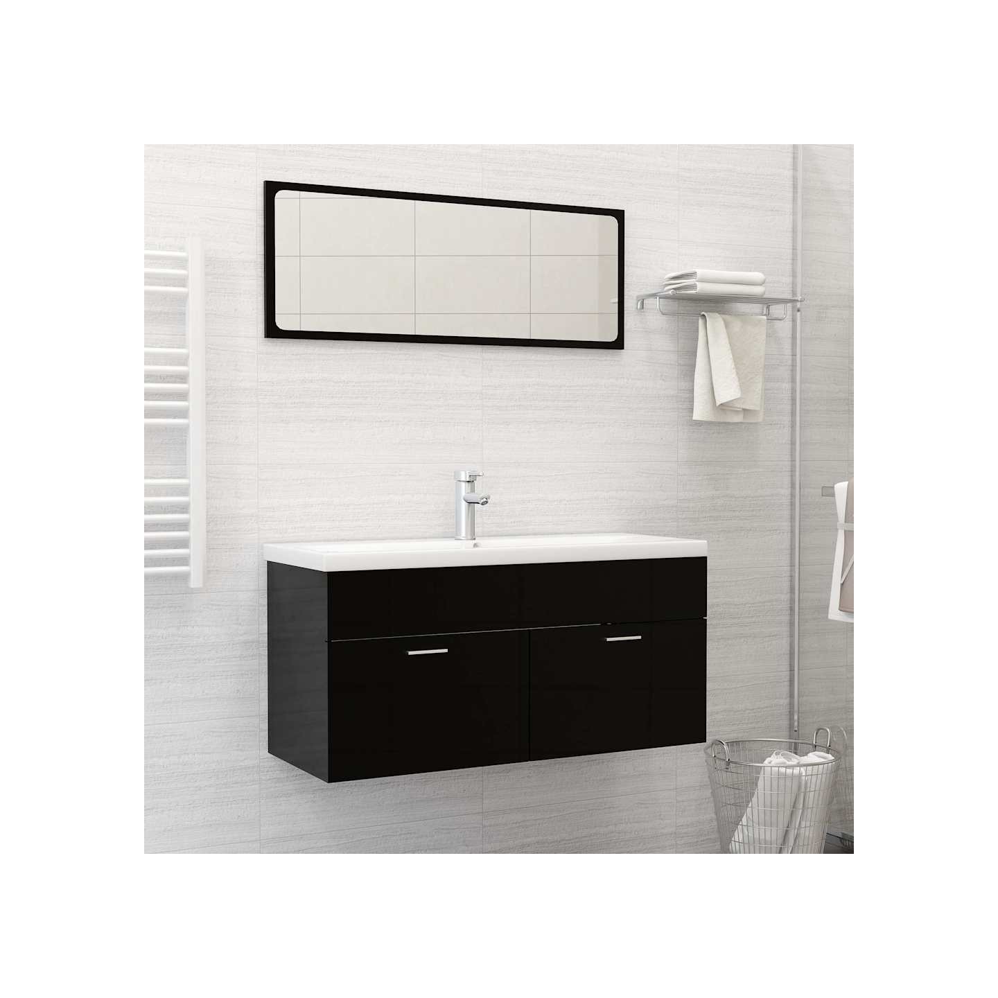 Lavabo encastré avec robinet 101x39x18 cm Céramique Blanc