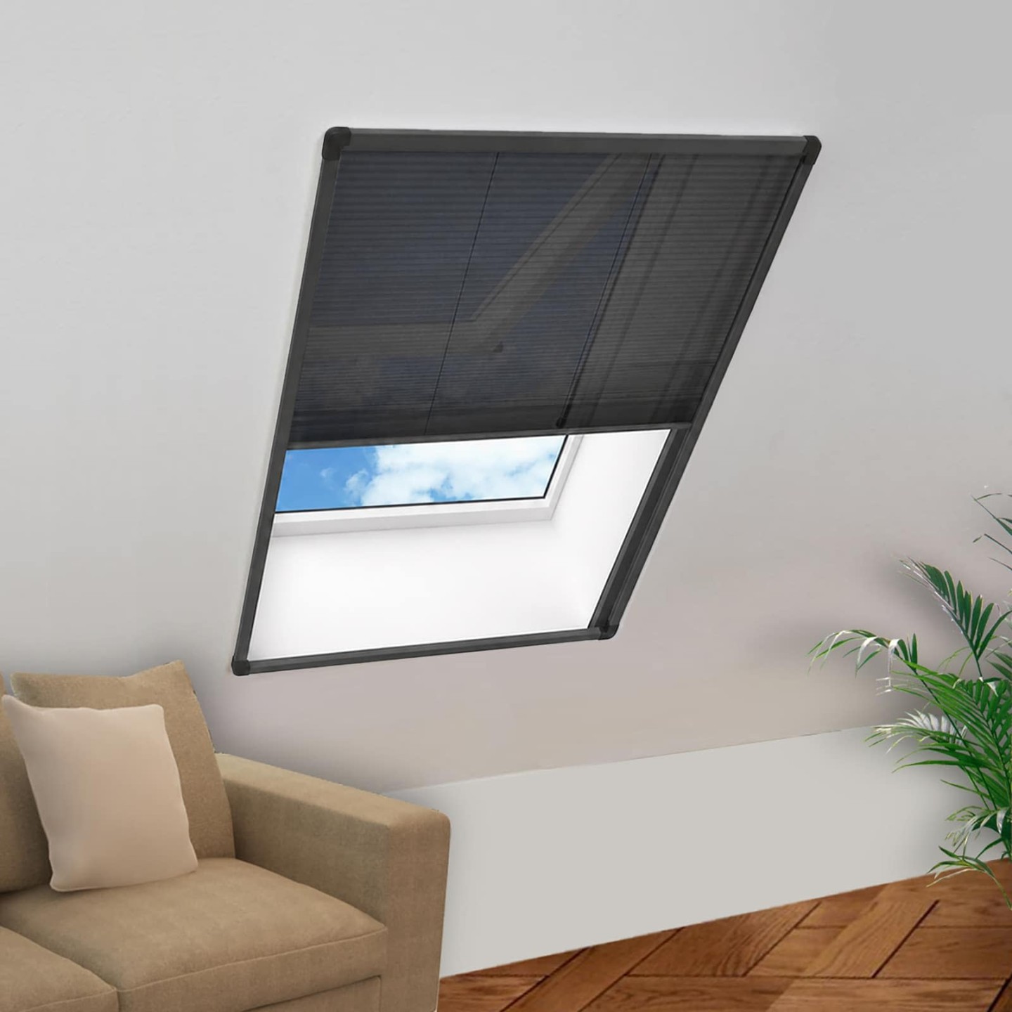 Moustiquaire plissée pour fenêtre Aluminium Anthracite 80x160cm