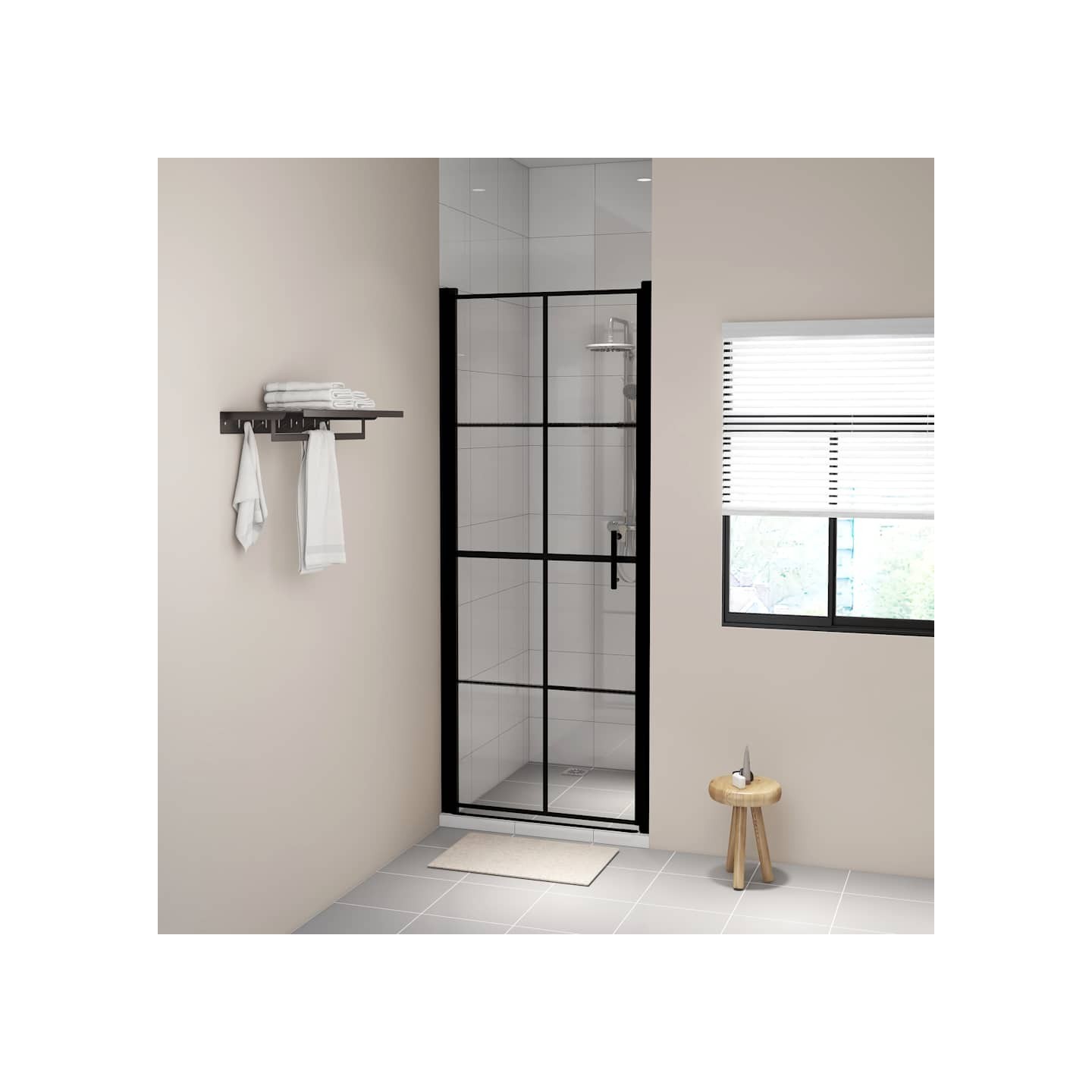 Porte de douche verre trempé 91x195 cm noir