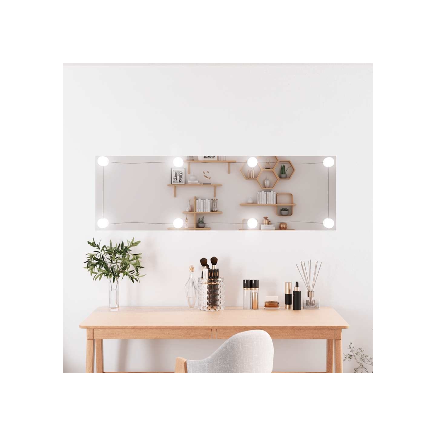Miroir mural avec lumières LED 30x100 cm verre rectangulaire