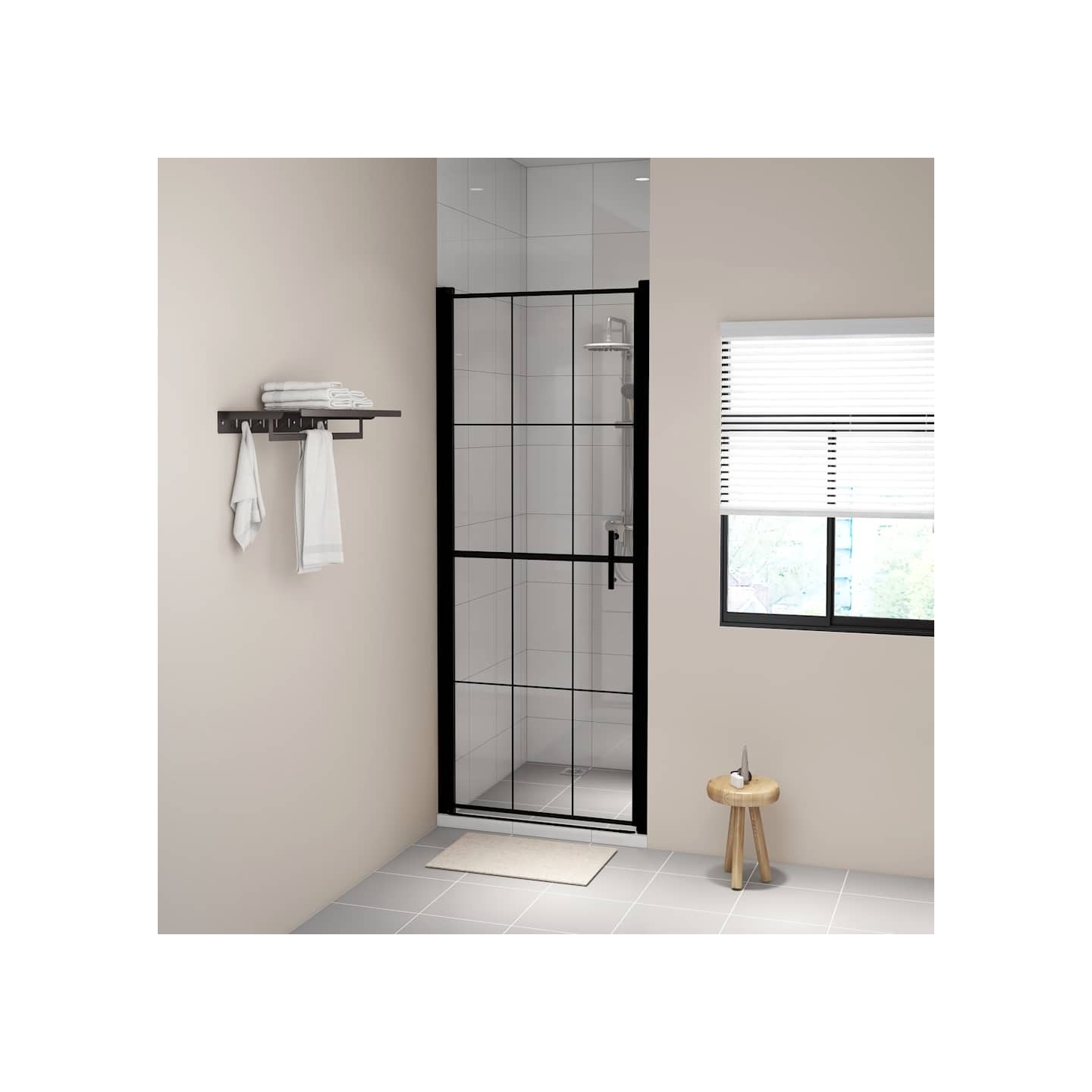 Porte de douche verre trempé 91x195 cm noir