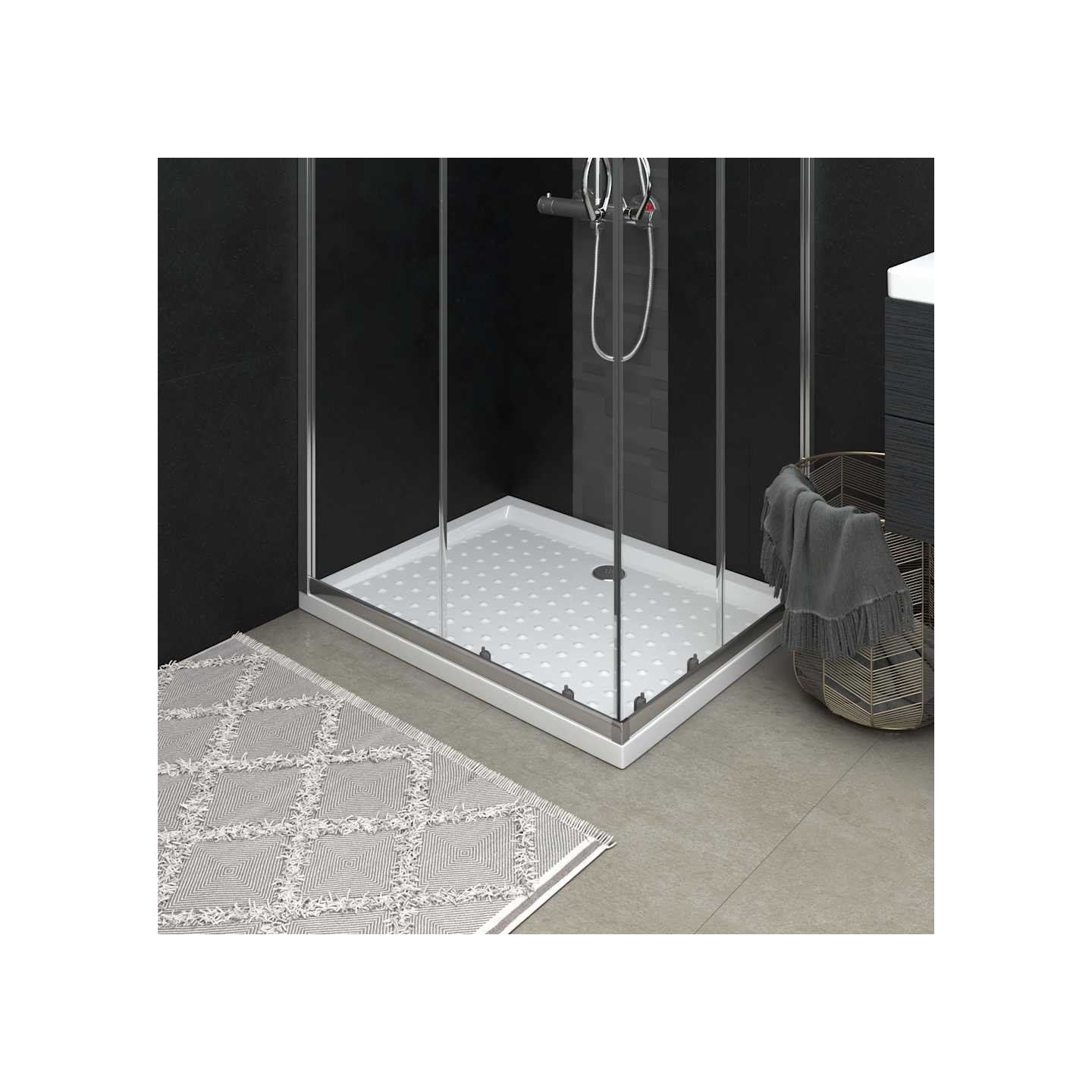 Receveur de douche avec picots Blanc 90x70x4 cm ABS
