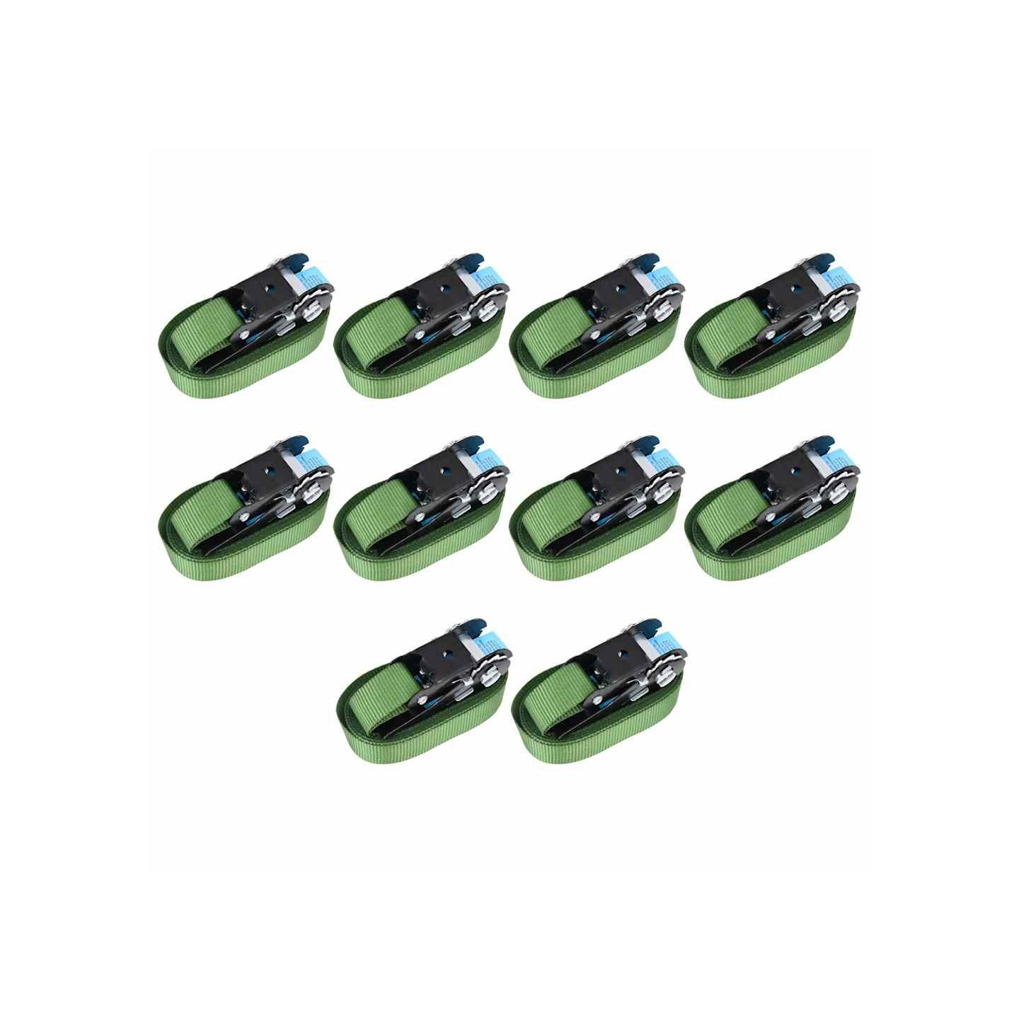 Sangles d’arrimage à cliquet 10 pcs 800 daN 6 m Vert