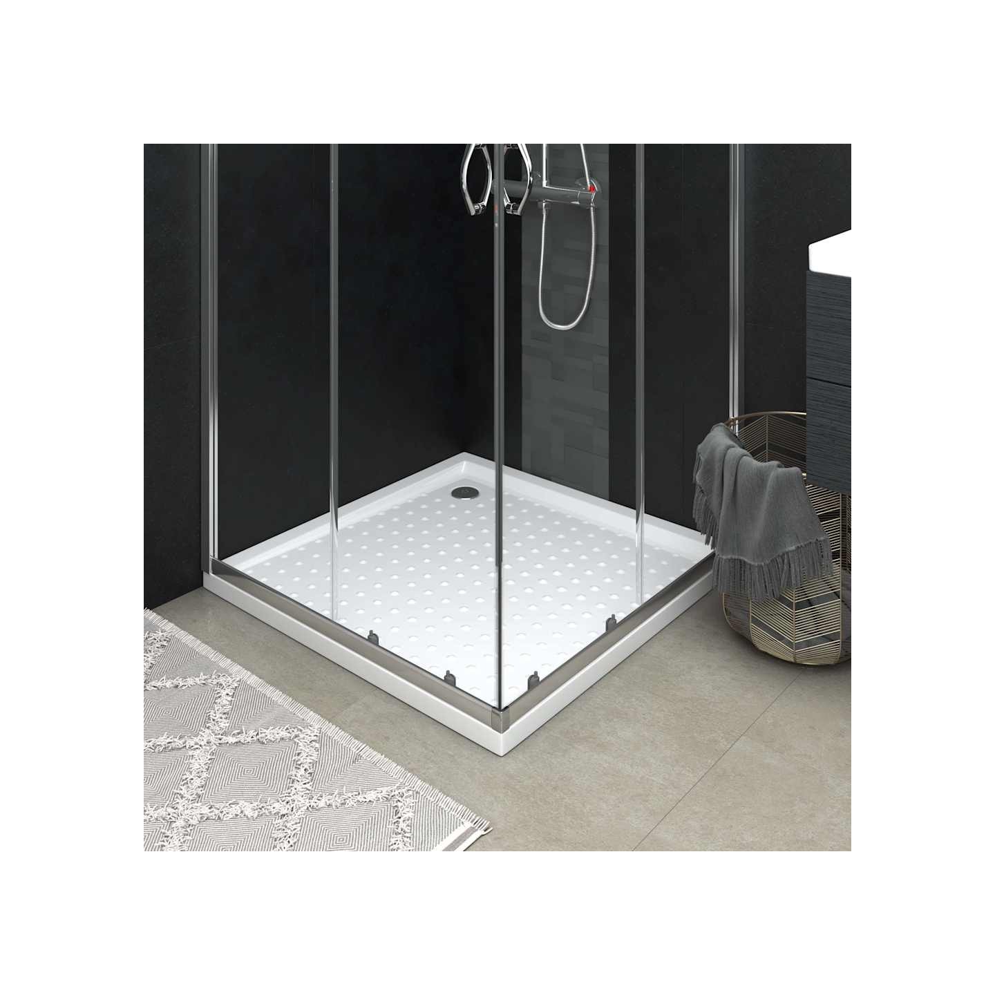 Receveur de douche avec picots Blanc 90x90x4 cm ABS