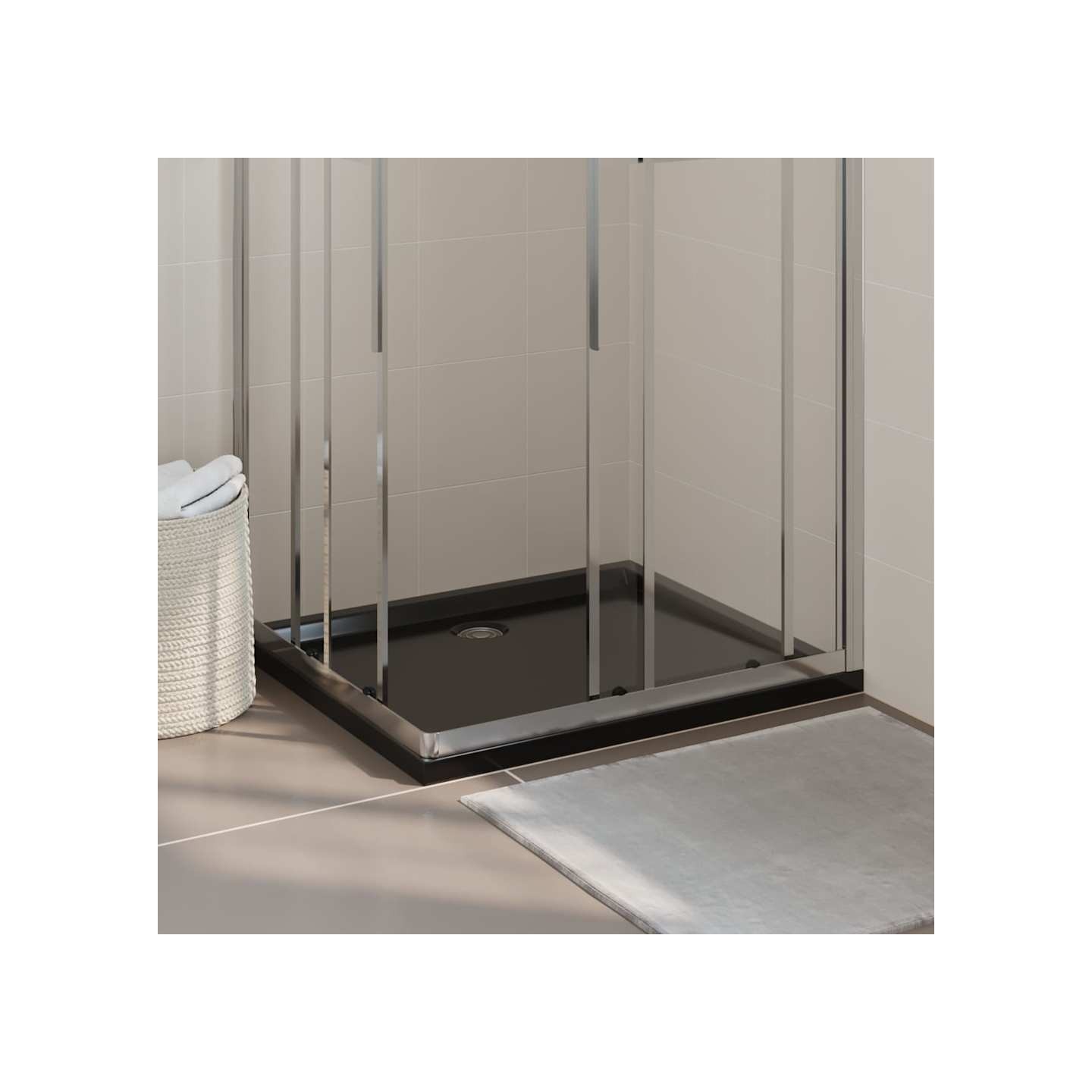 Receveur de douche rectangulaire ABS Noir 80x90 cm