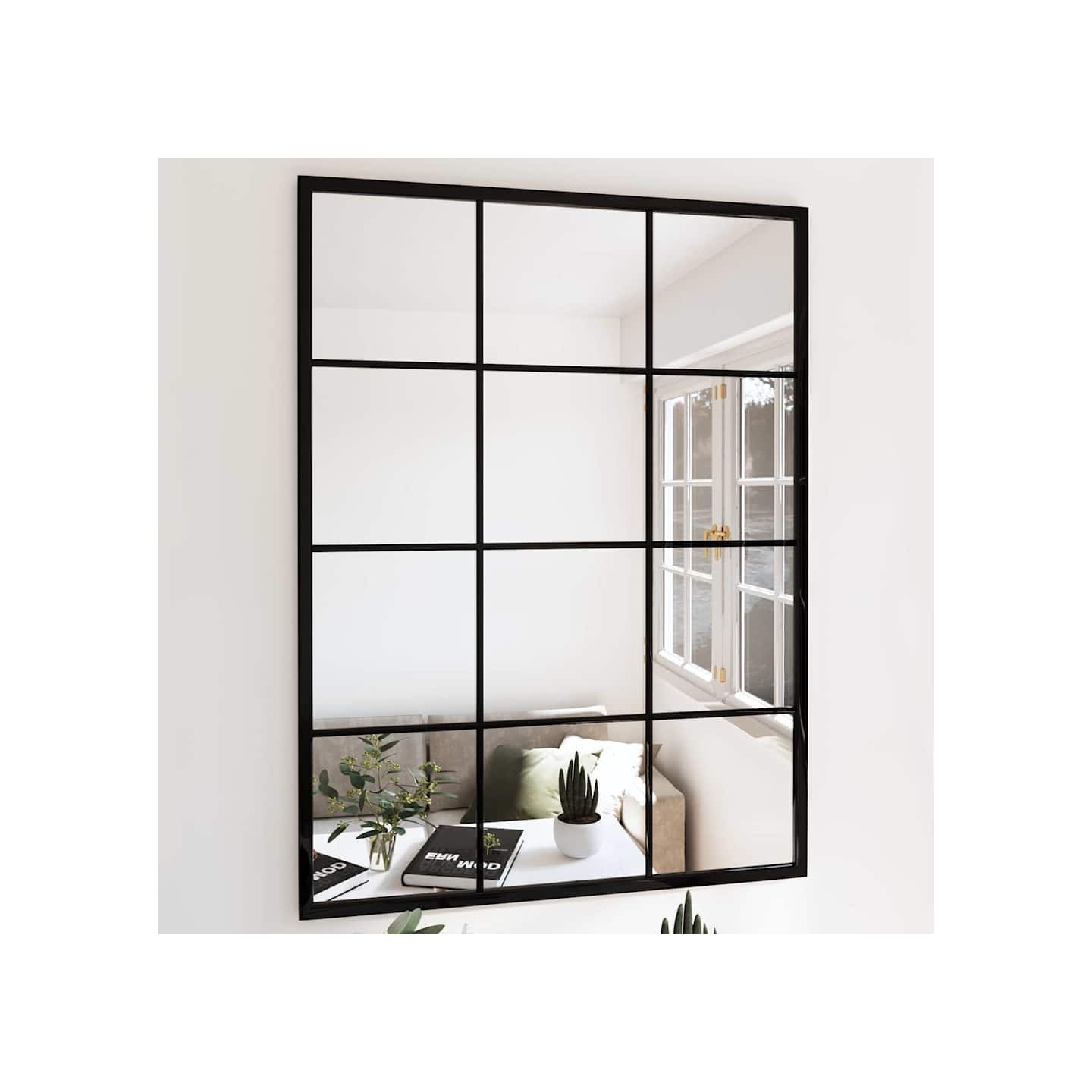 Miroir mural noir 80x60 cm métal
