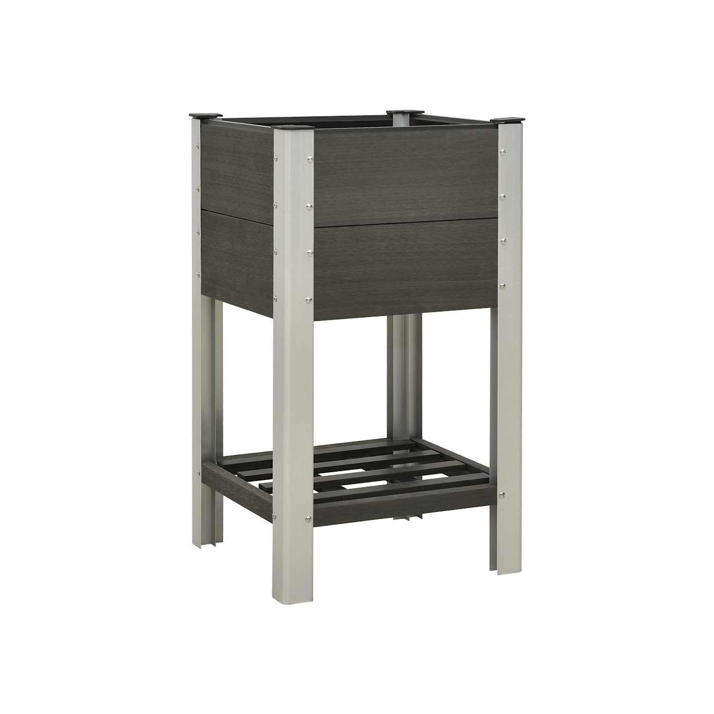 Lit surélevé de jardin avec étagère 50x50x90 cm WPC Gris