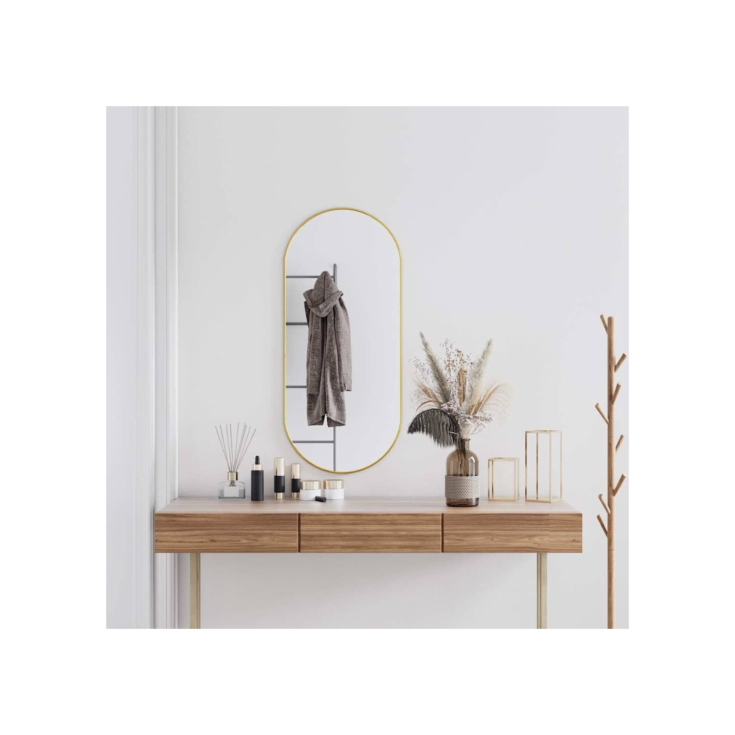 Miroir mural Doré 100x45 cm Ovale