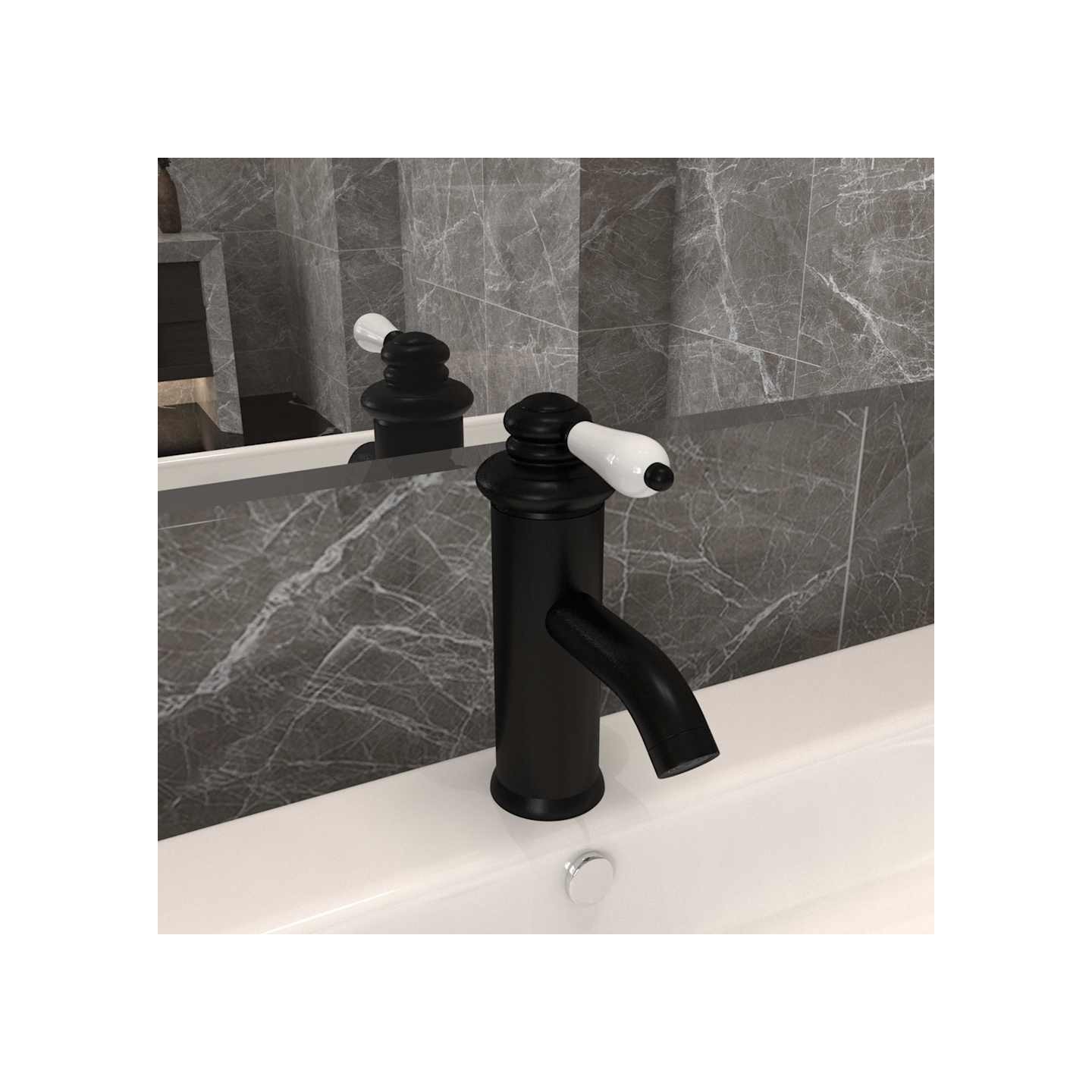 Robinet de lavabo de salle de bain Noir 130x180 mm