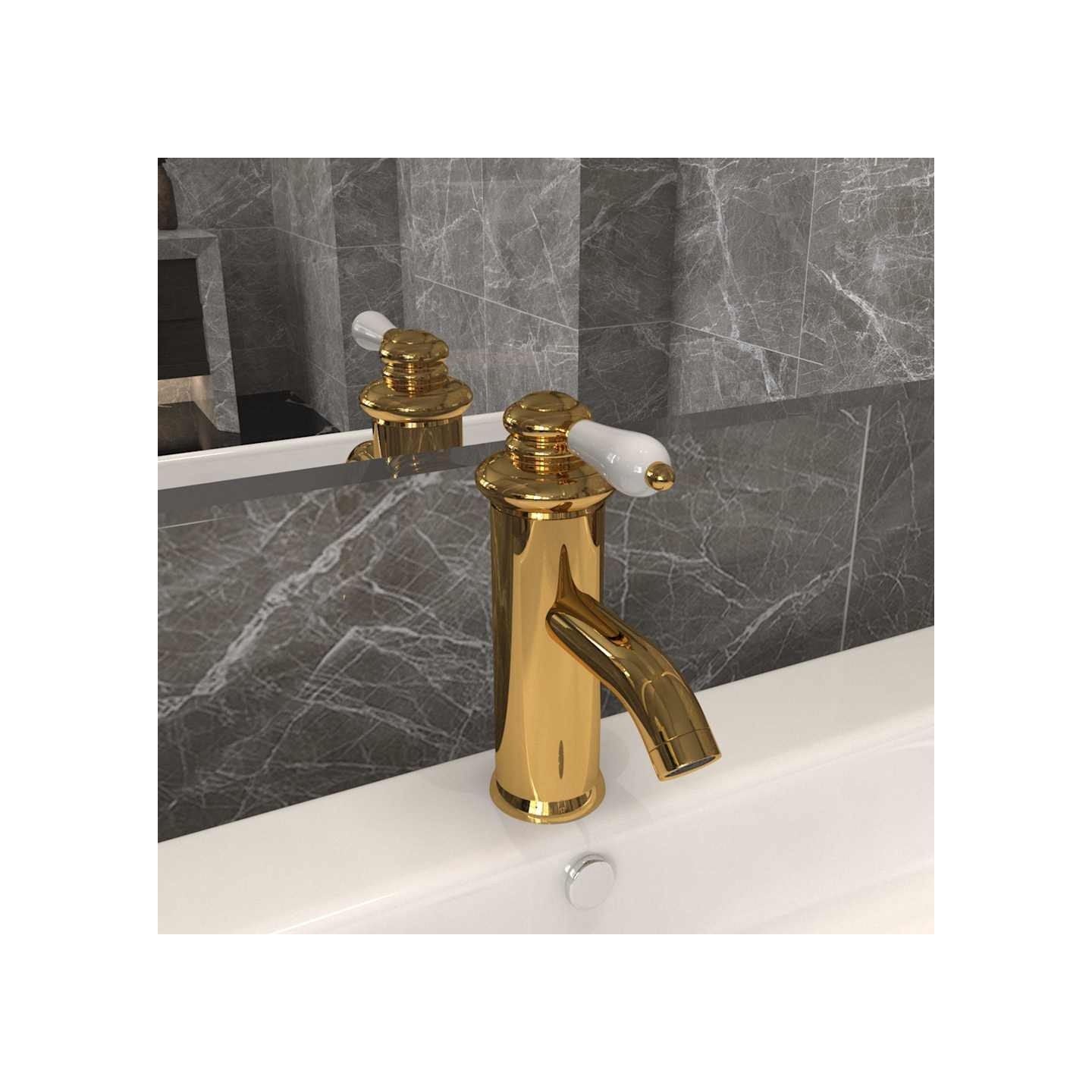 Robinet de lavabo de salle de bain Doré 130x180 mm