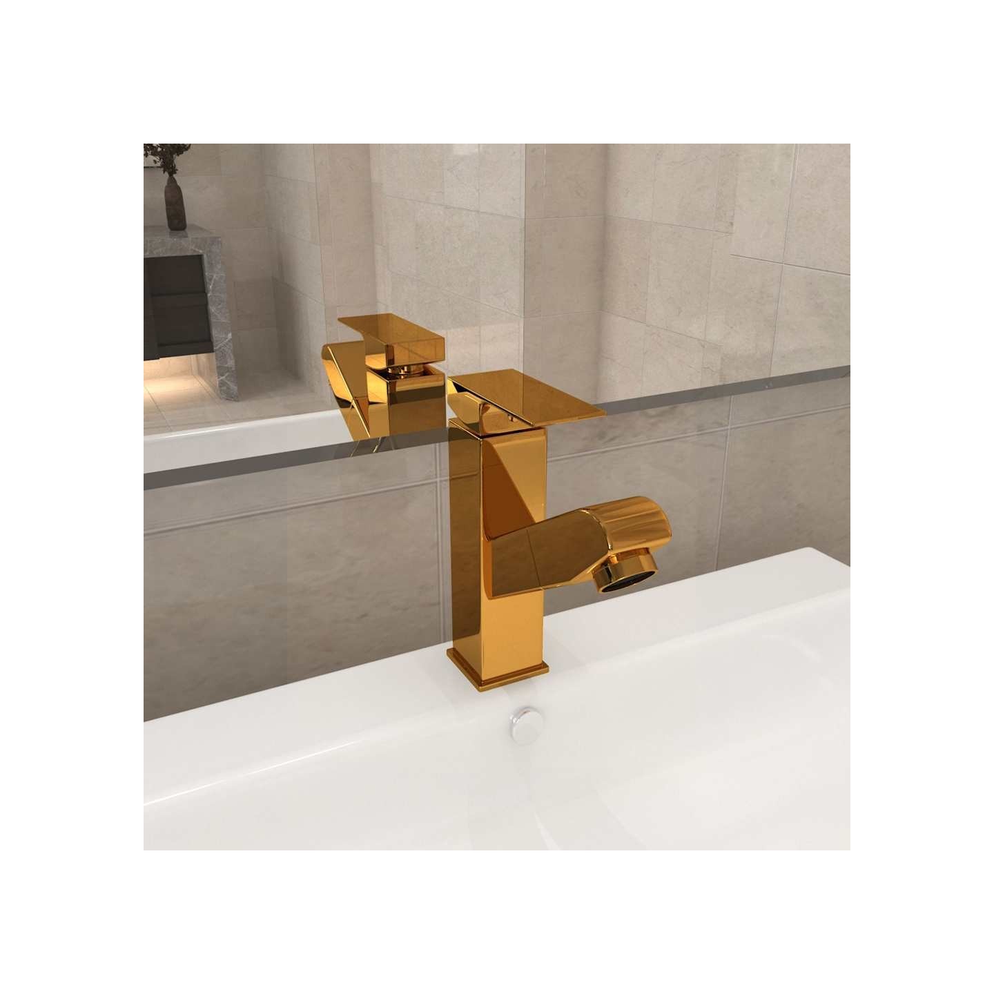 Robinet de lavabo rétractable Finition dorée 157x172 mm