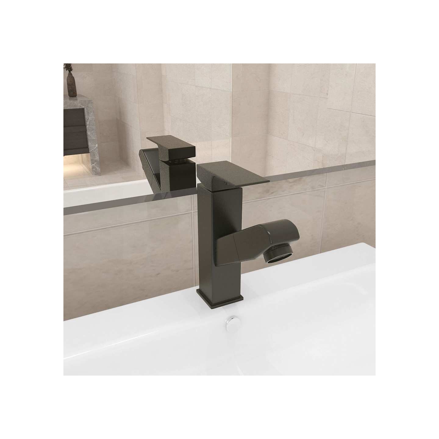 Robinet de lavabo rétractable Finition grise 157x172 mm