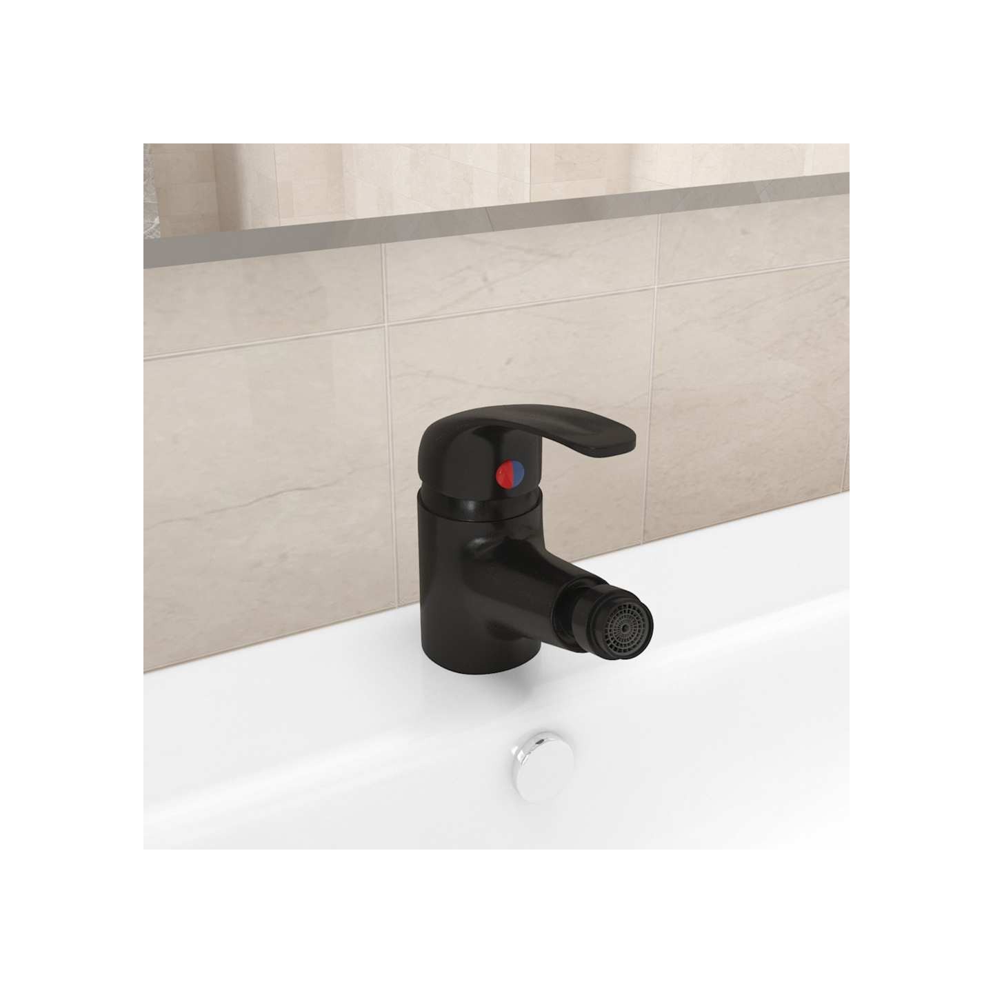 Mitigeur de bidet de salle de bain Noir 13x12 cm
