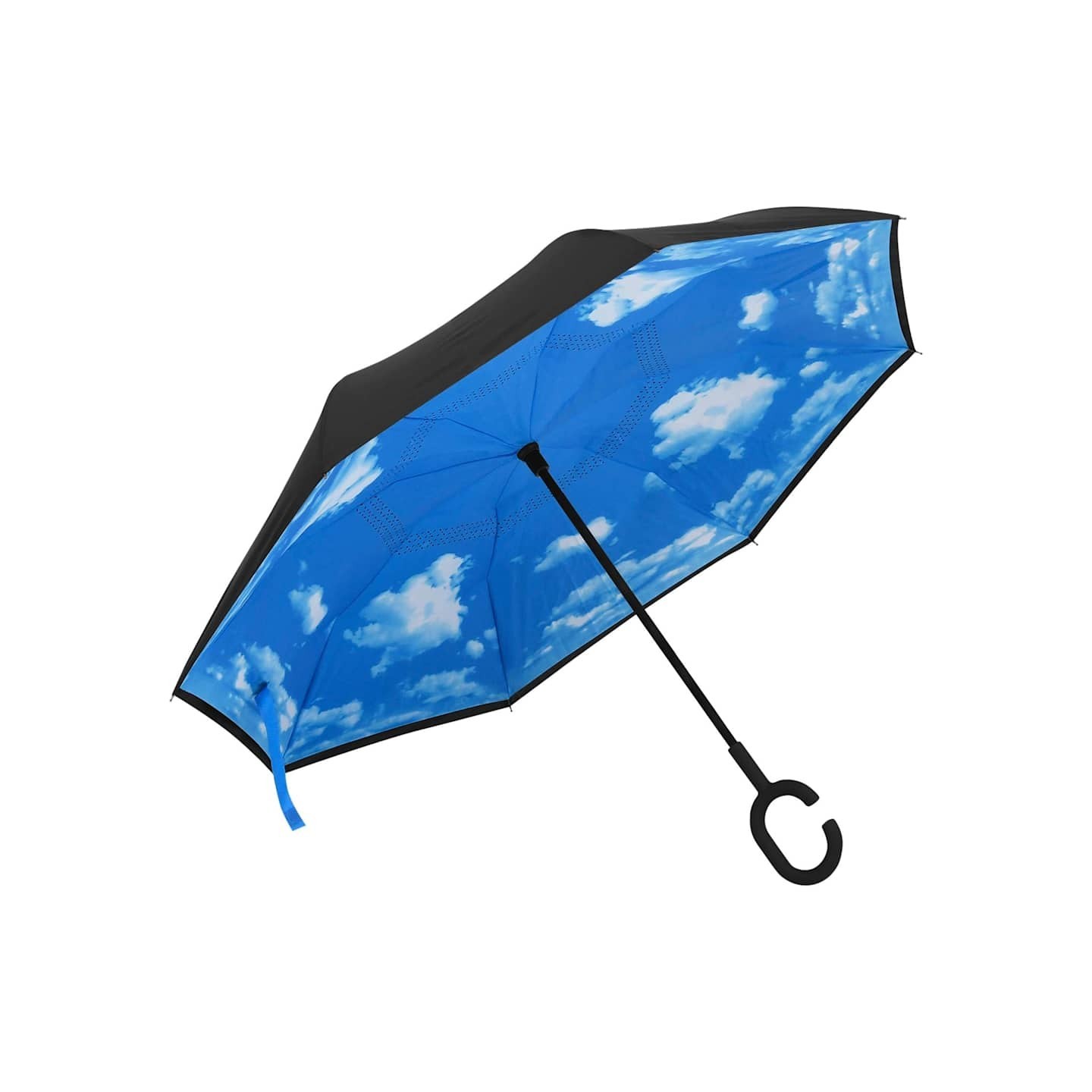 Parapluie à poignée en C Noir 108 cm
