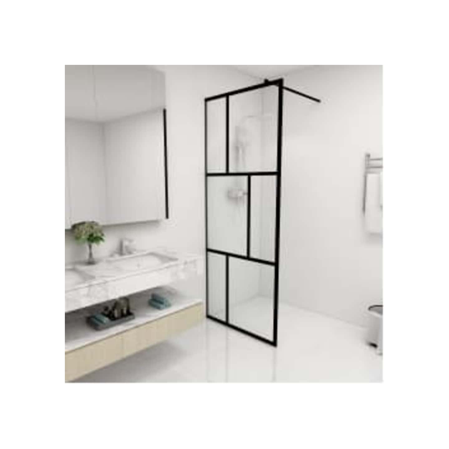 Paroi de douche à l'italienne avec verre trempé Noir 80x195 cm