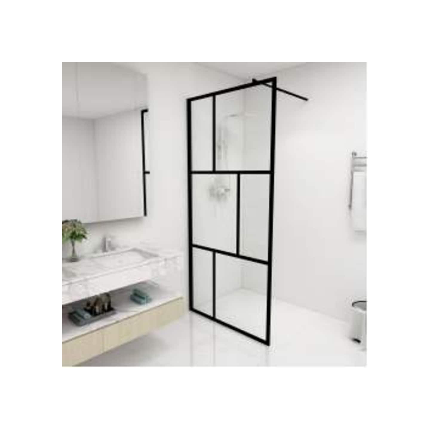 Paroi de douche à l'italienne avec verre trempé Noir 90x195 cm