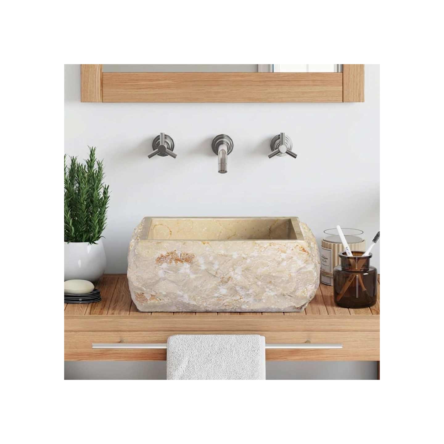 Lavabo Crème 30x30x13 cm Marbre